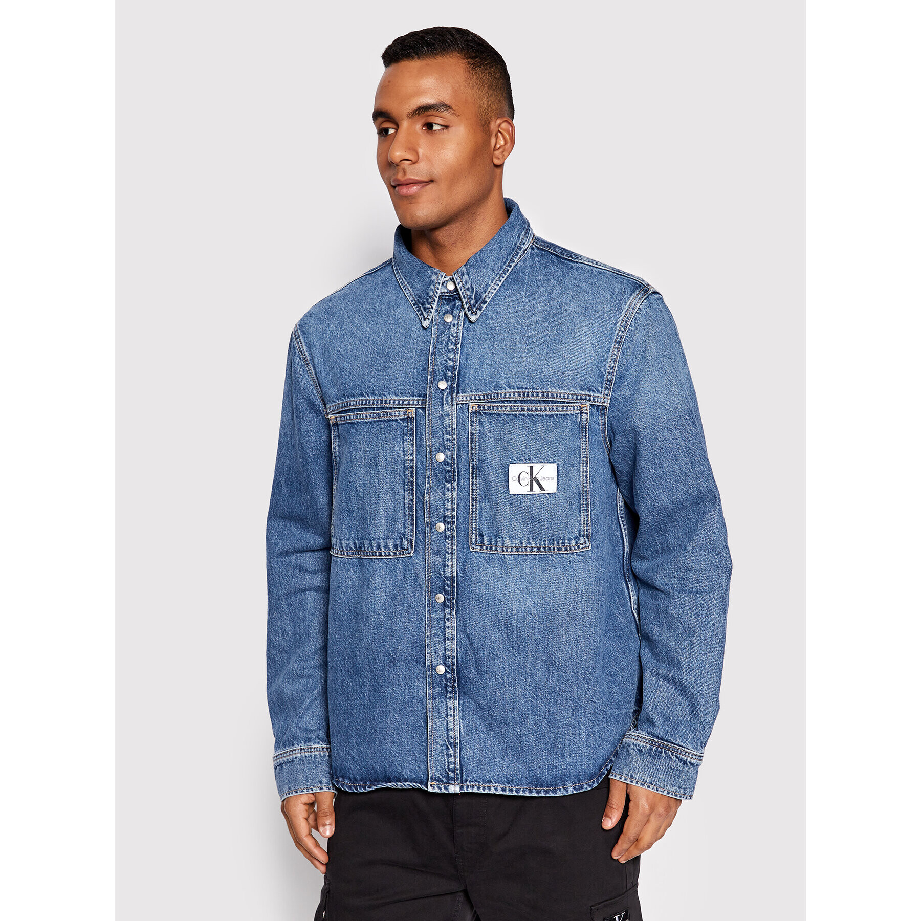 Calvin Klein Jeans cămașă de blugi J30J321539 Bleumarin Relaxed Fit - Pled.ro