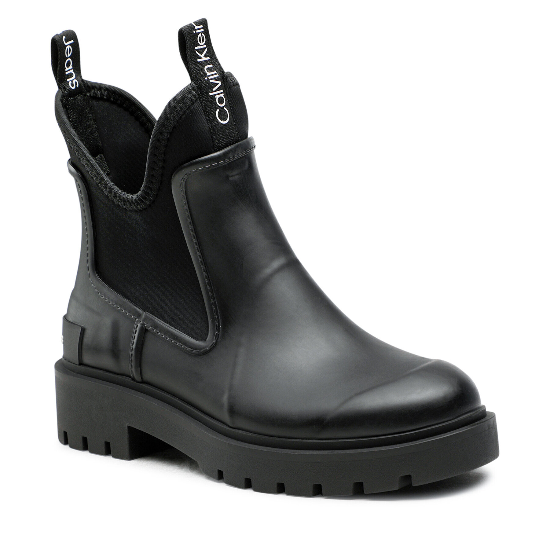 Calvin Klein Jeans Cizme de cauciuc Mid Rainboot Chelsea YW0YW01034 Negru - Pled.ro