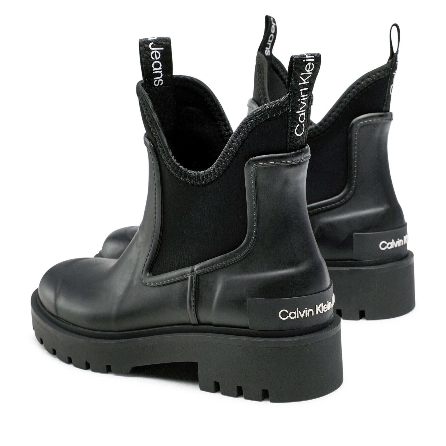 Calvin Klein Jeans Cizme de cauciuc Mid Rainboot Chelsea YW0YW01034 Negru - Pled.ro