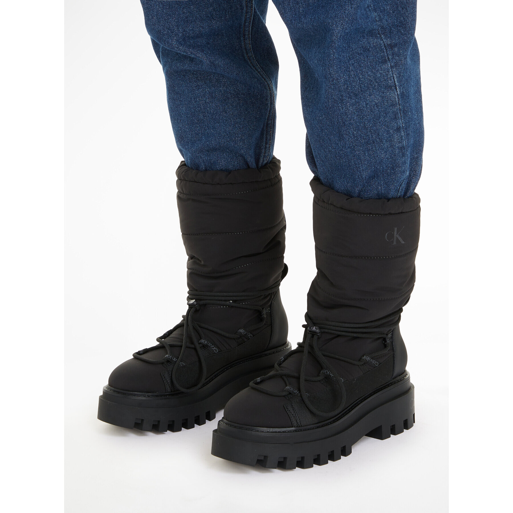 Calvin Klein Jeans Cizme de zăpadă Flatform Snow Boot Nylon Wn YW0YW01146 Negru - Pled.ro