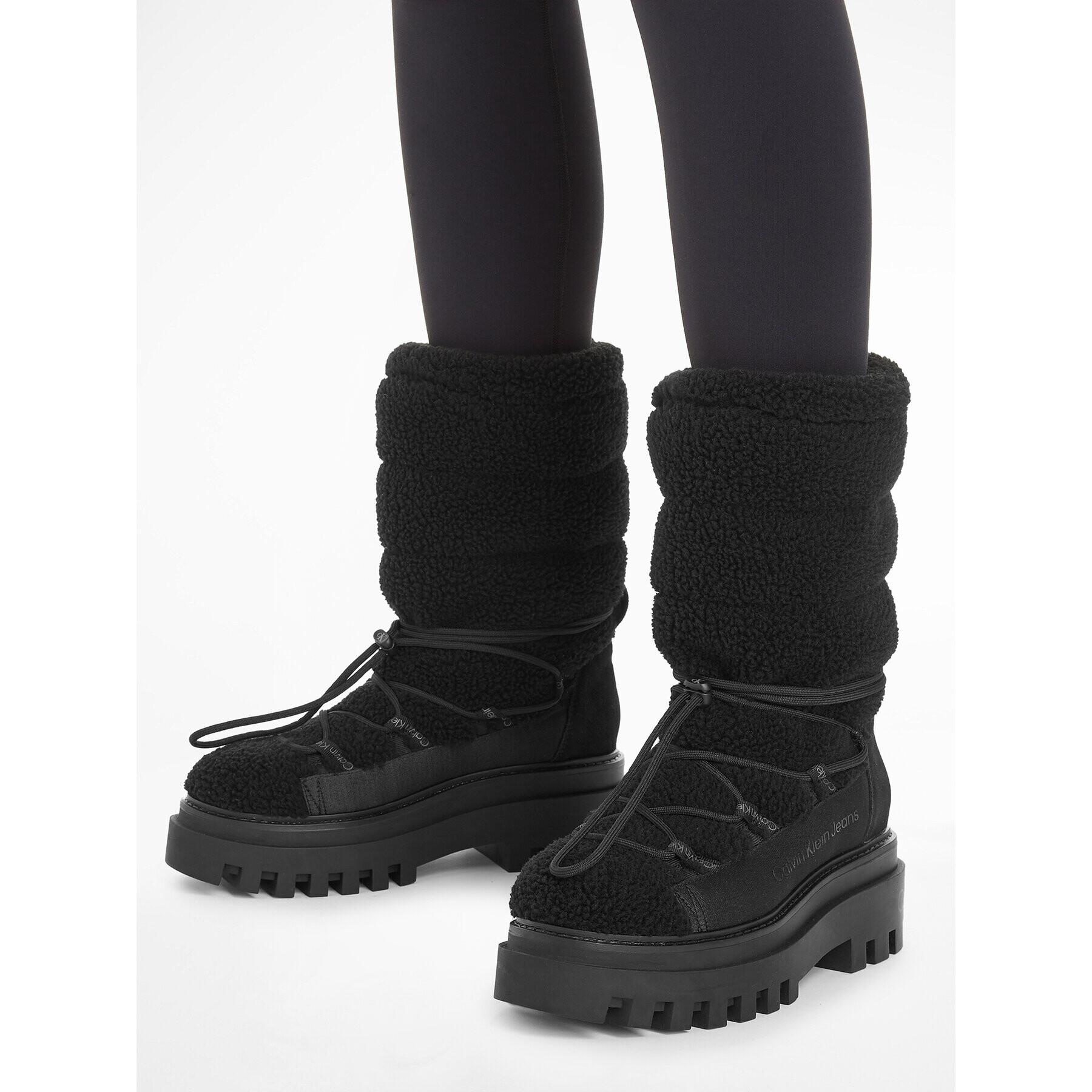 Calvin Klein Jeans Cizme de zăpadă Flatform Snow Boot Sherpa Wn YW0YW01195 Negru - Pled.ro