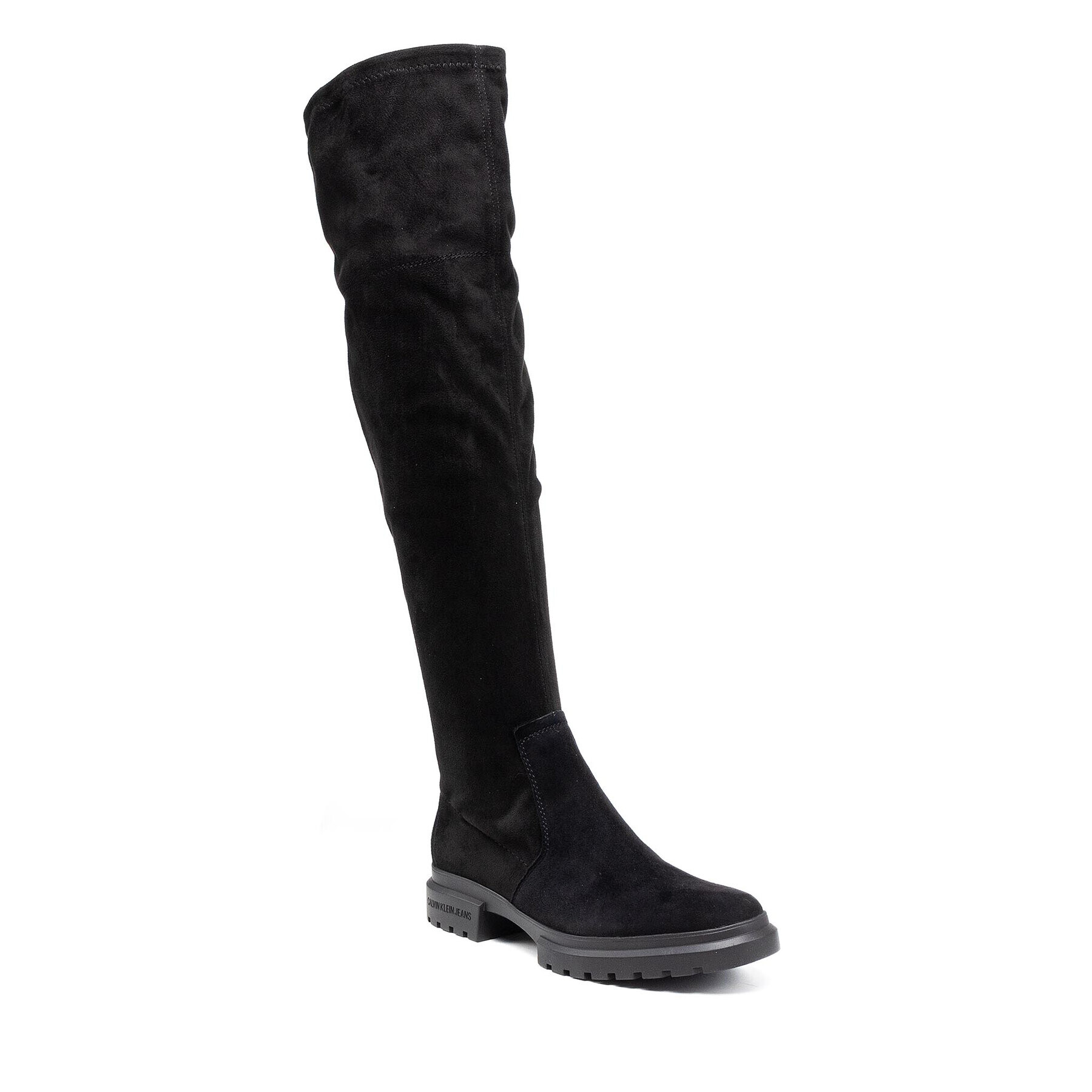 Calvin Klein Jeans Cizme lungi muschetar Cleated High Boot Stretch YW0YW00450 Negru - Pled.ro