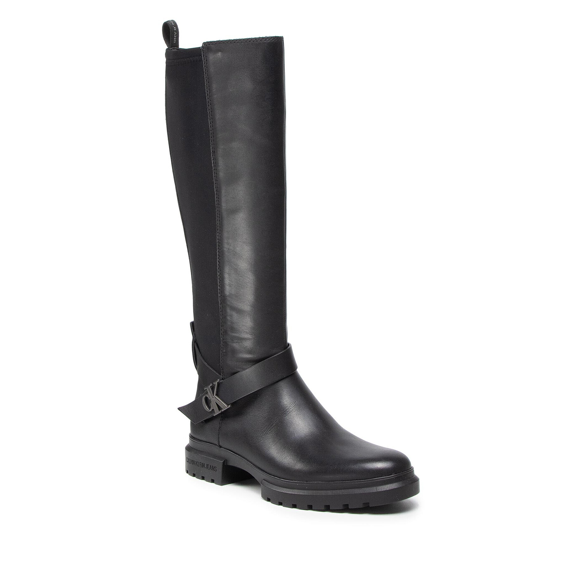 Calvin Klein Jeans Cizme lungi riding Cleated High Boot W Buckle YW0YW00423 Negru - Pled.ro