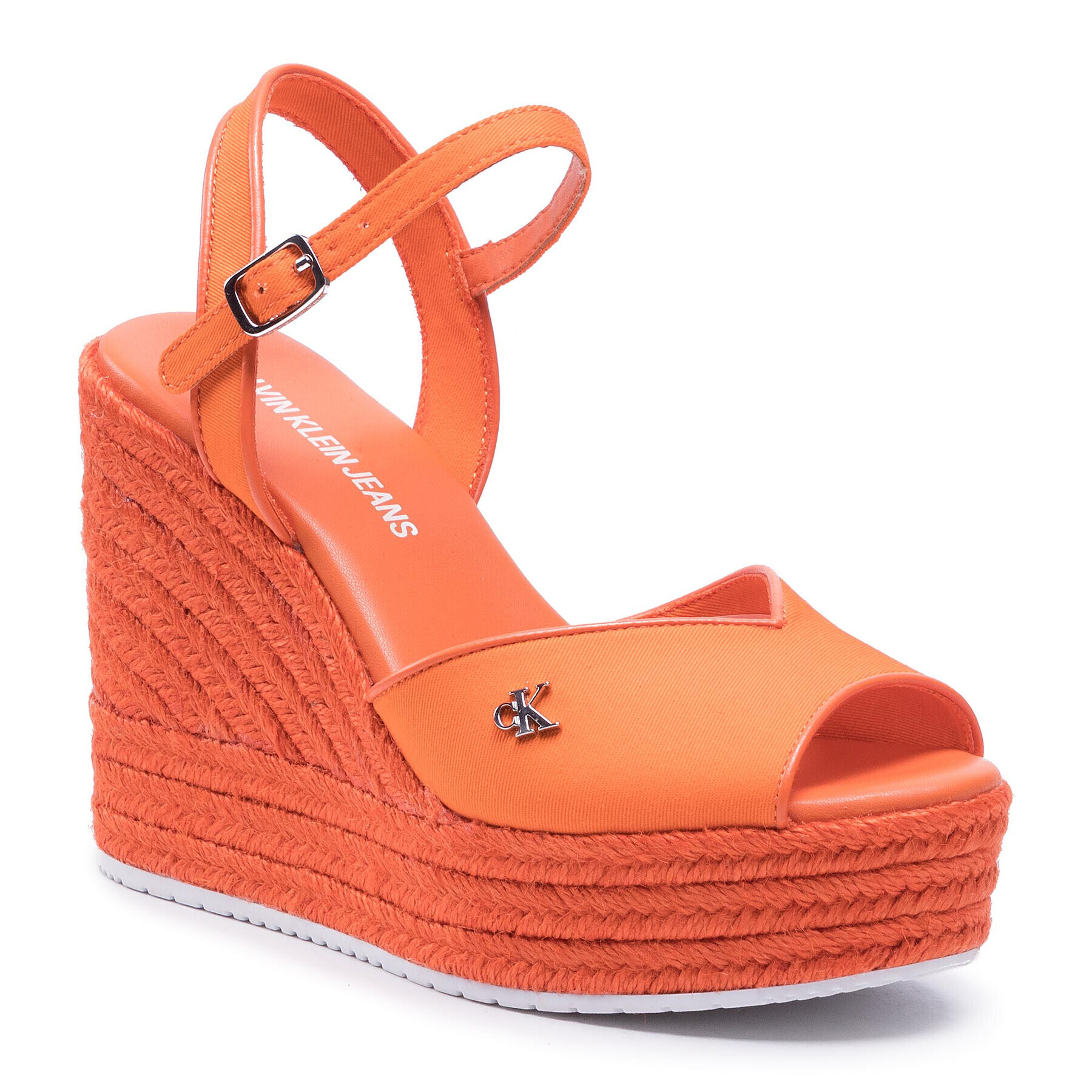 Calvin Klein Jeans Espadrile Wedge Sandal Ankle Strap YW0YW00121 Portocaliu - Pled.ro