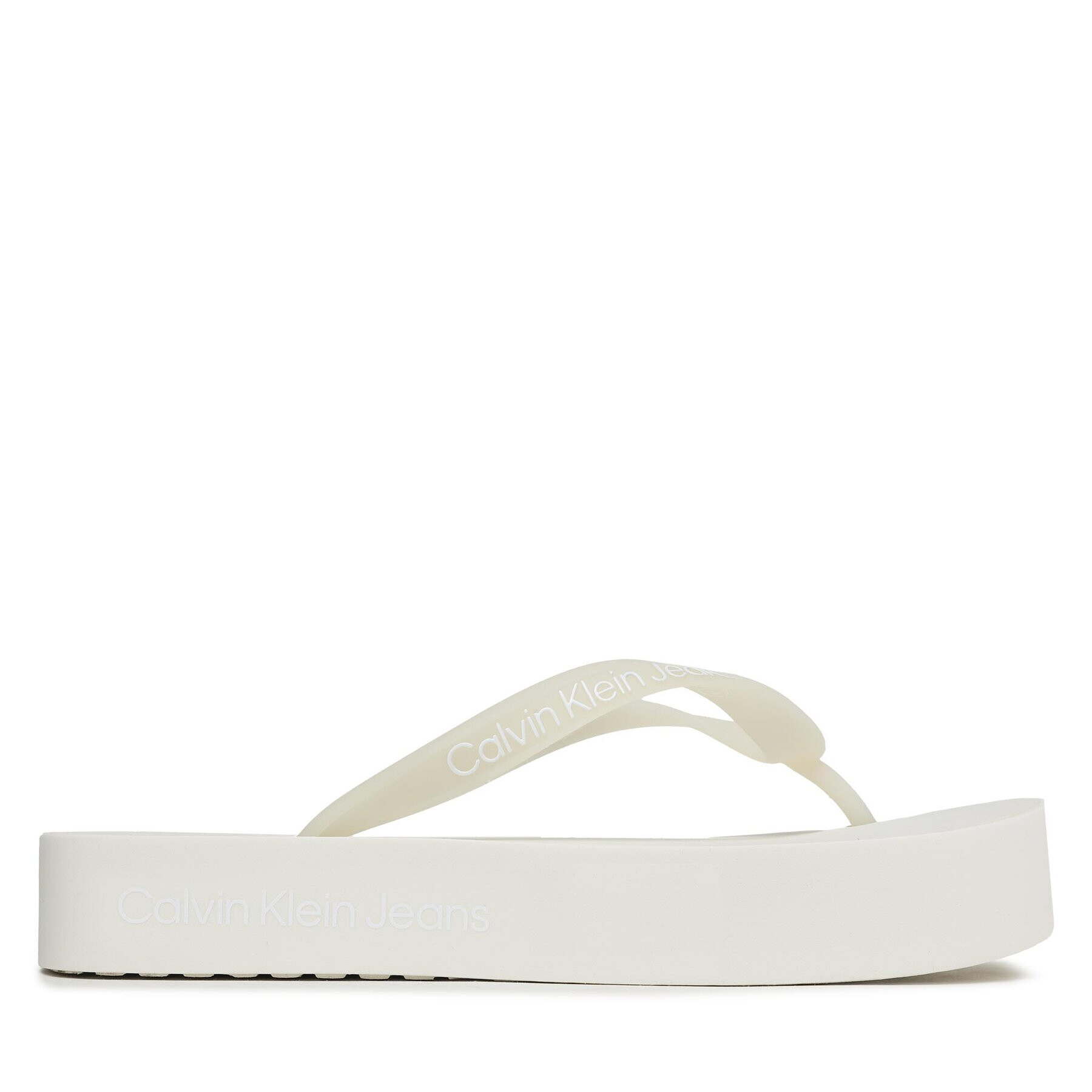 Calvin Klein Jeans Flip flop Beach Sandal Flatform Logo YW0YW01092 Alb - Pled.ro