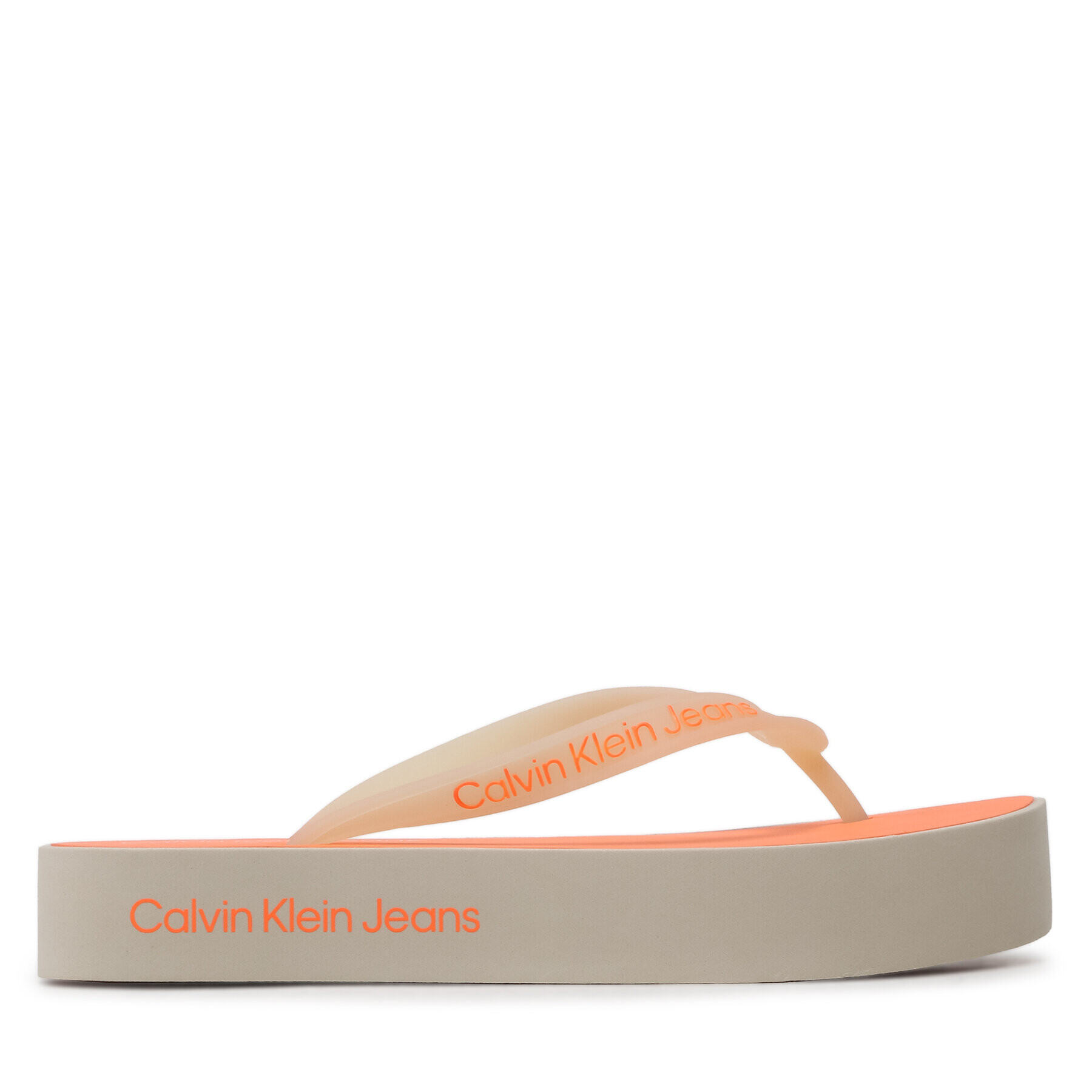 Calvin Klein Jeans Flip flop Beach Sandal Flatform Logo YW0YW01092 Bej - Pled.ro