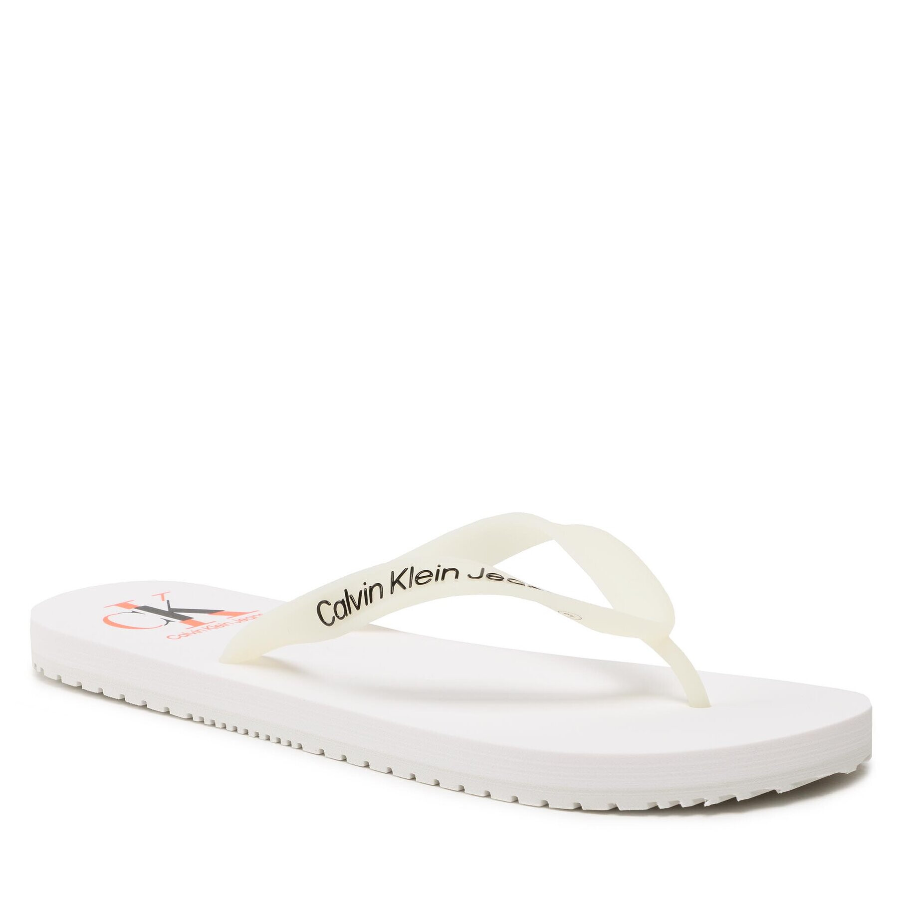 Calvin Klein Jeans Flip flop Beach Sandal Logo YM0YM00656 Alb - Pled.ro