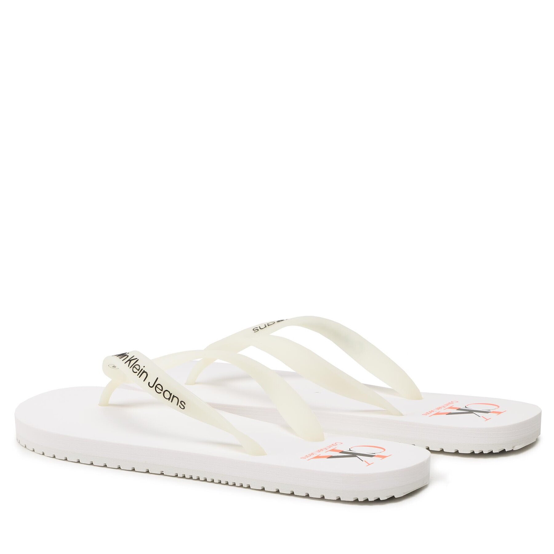 Calvin Klein Jeans Flip flop Beach Sandal Logo YM0YM00656 Alb - Pled.ro