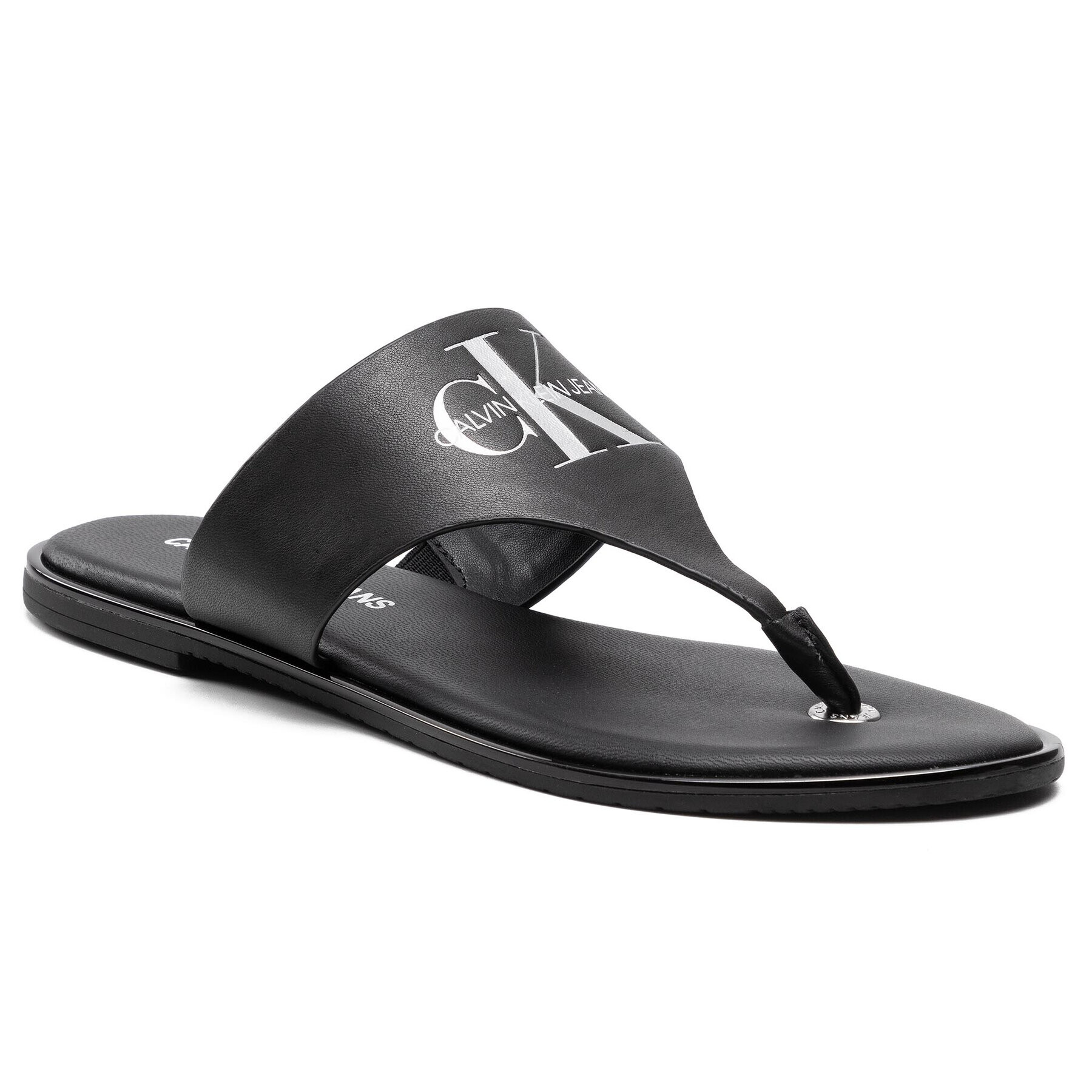 Calvin Klein Jeans Flip flop Flat Sandal Toe Slide Lth YW0YW00028 Negru - Pled.ro