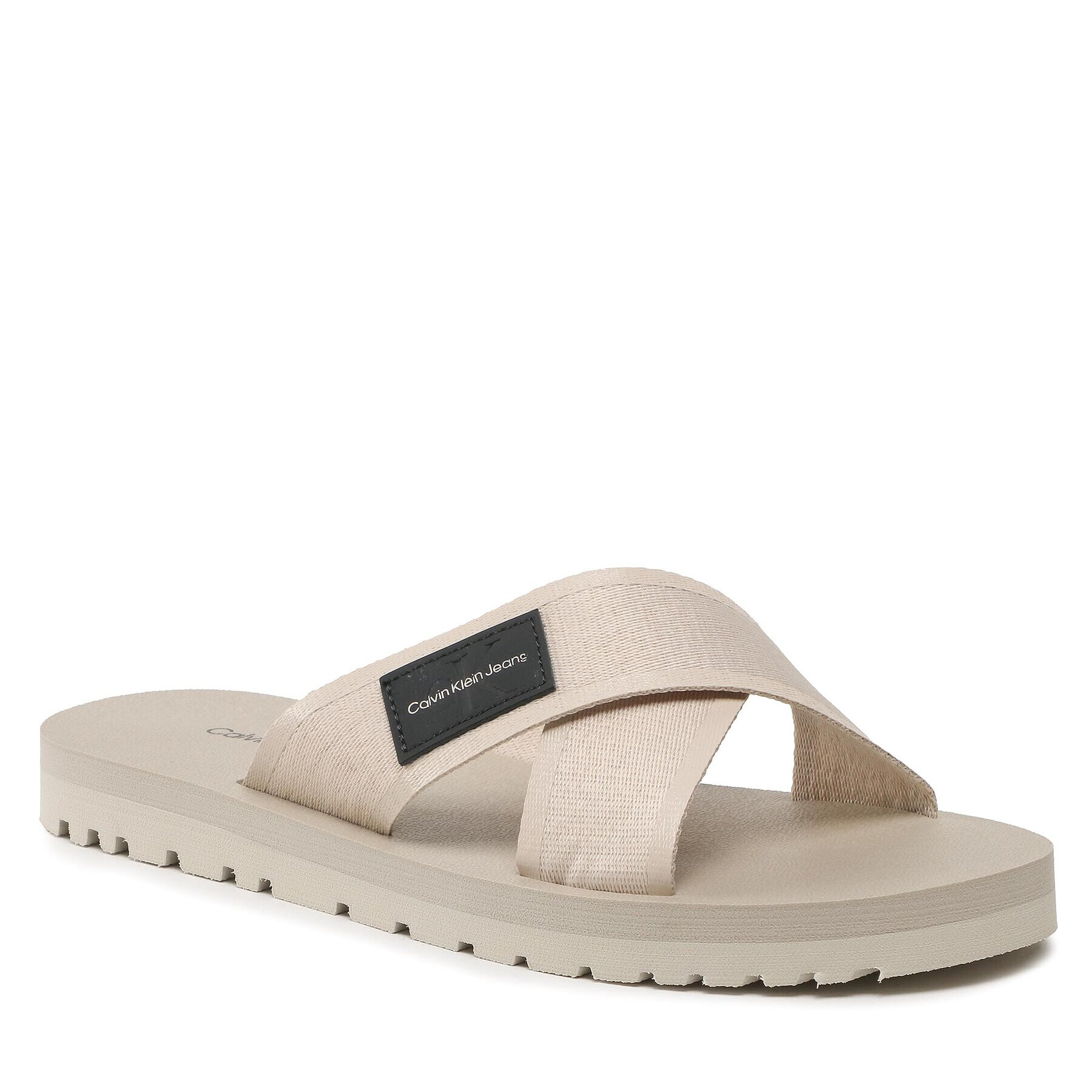 Calvin Klein Jeans Flip flop Prefresato Crisscros Badge YM0YM00641 Écru - Pled.ro