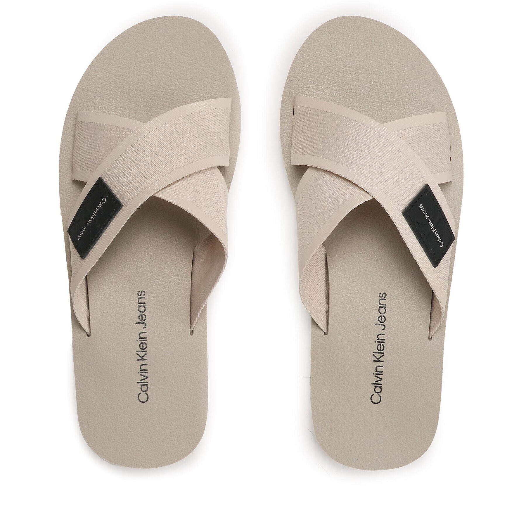 Calvin Klein Jeans Flip flop Prefresato Crisscros Badge YM0YM00641 Écru - Pled.ro