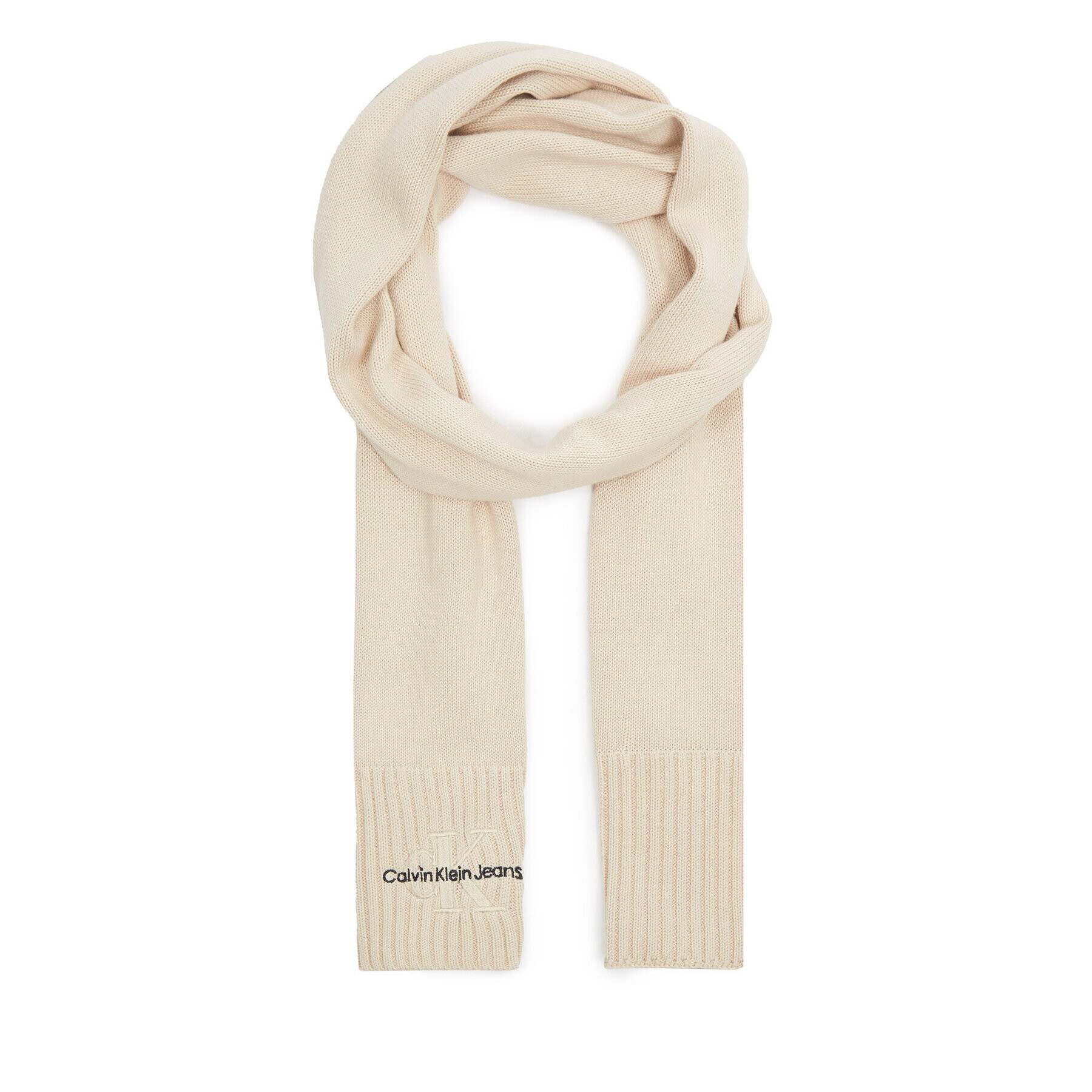 Calvin Klein Jeans Fular Monologo Embro Knit Scarf K60K611262 Écru - Pled.ro