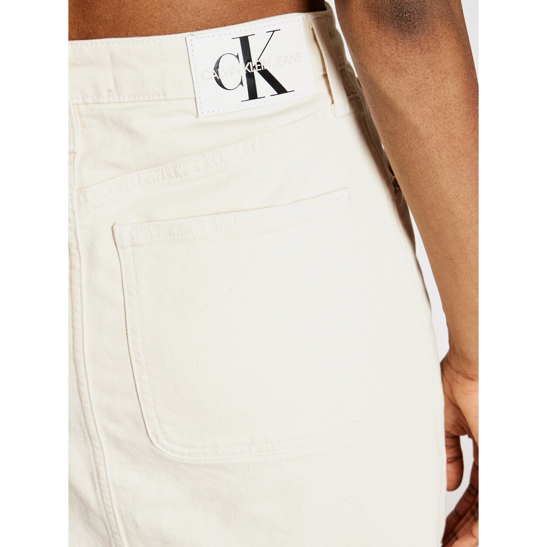 Calvin Klein Jeans Fustă de blugi High Rise J20J215434 Bej Slim Fit - Pled.ro