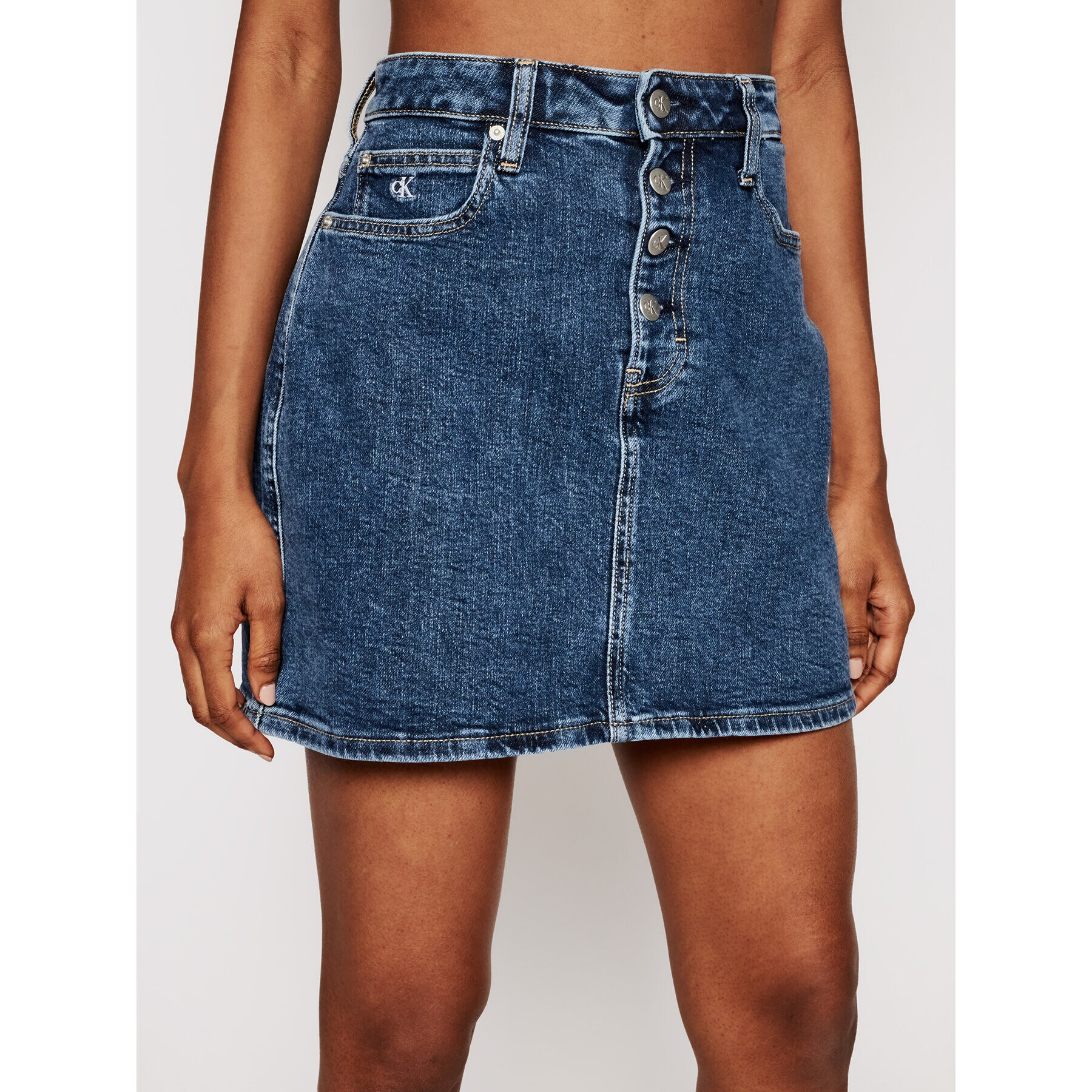 Calvin Klein Jeans Fustă de blugi J20J215925 Bleumarin Regular Fit - Pled.ro