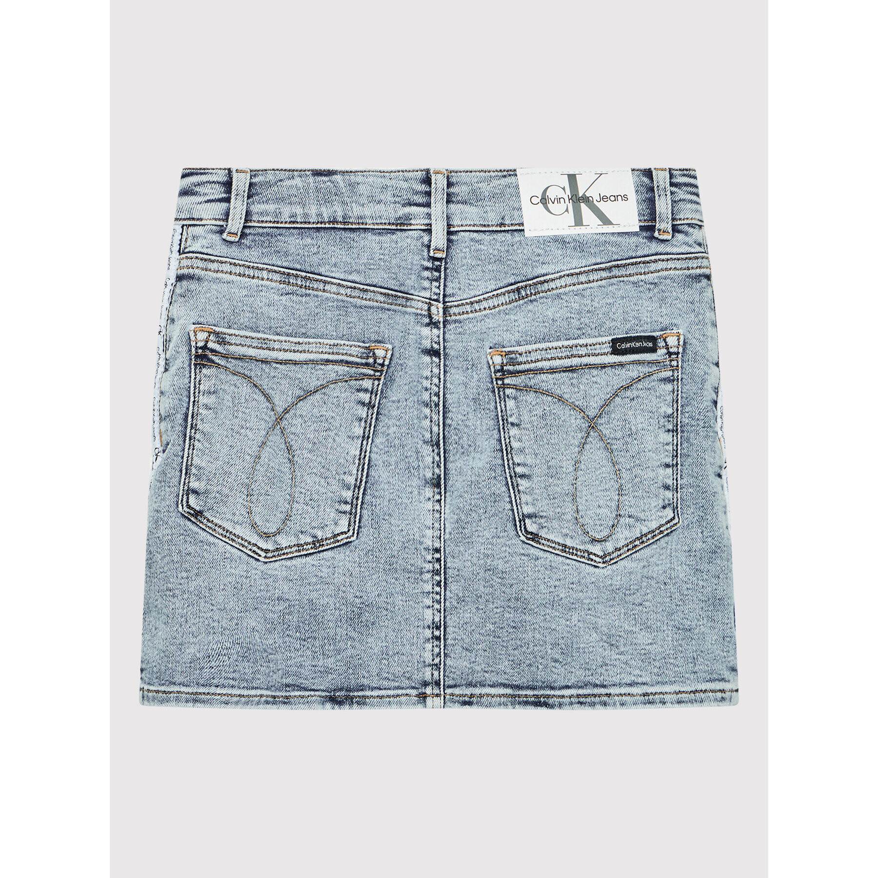 Calvin Klein Jeans Fustă Salt Pepper Logo Tape IG0IG01428 Albastru Straight Fit - Pled.ro