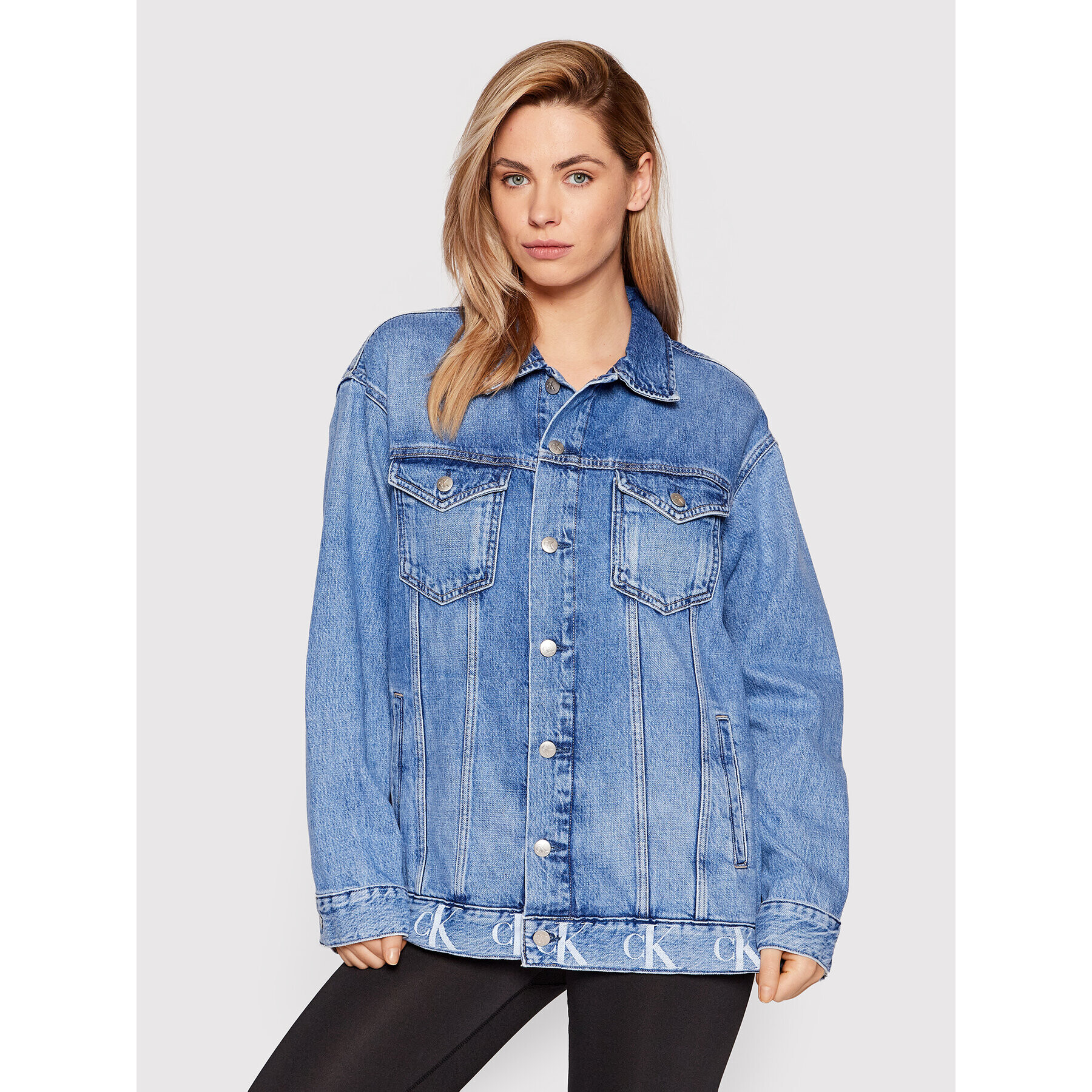 Calvin Klein Jeans Geacă de blugi J20J217813 Albastru Relaxed Fit - Pled.ro