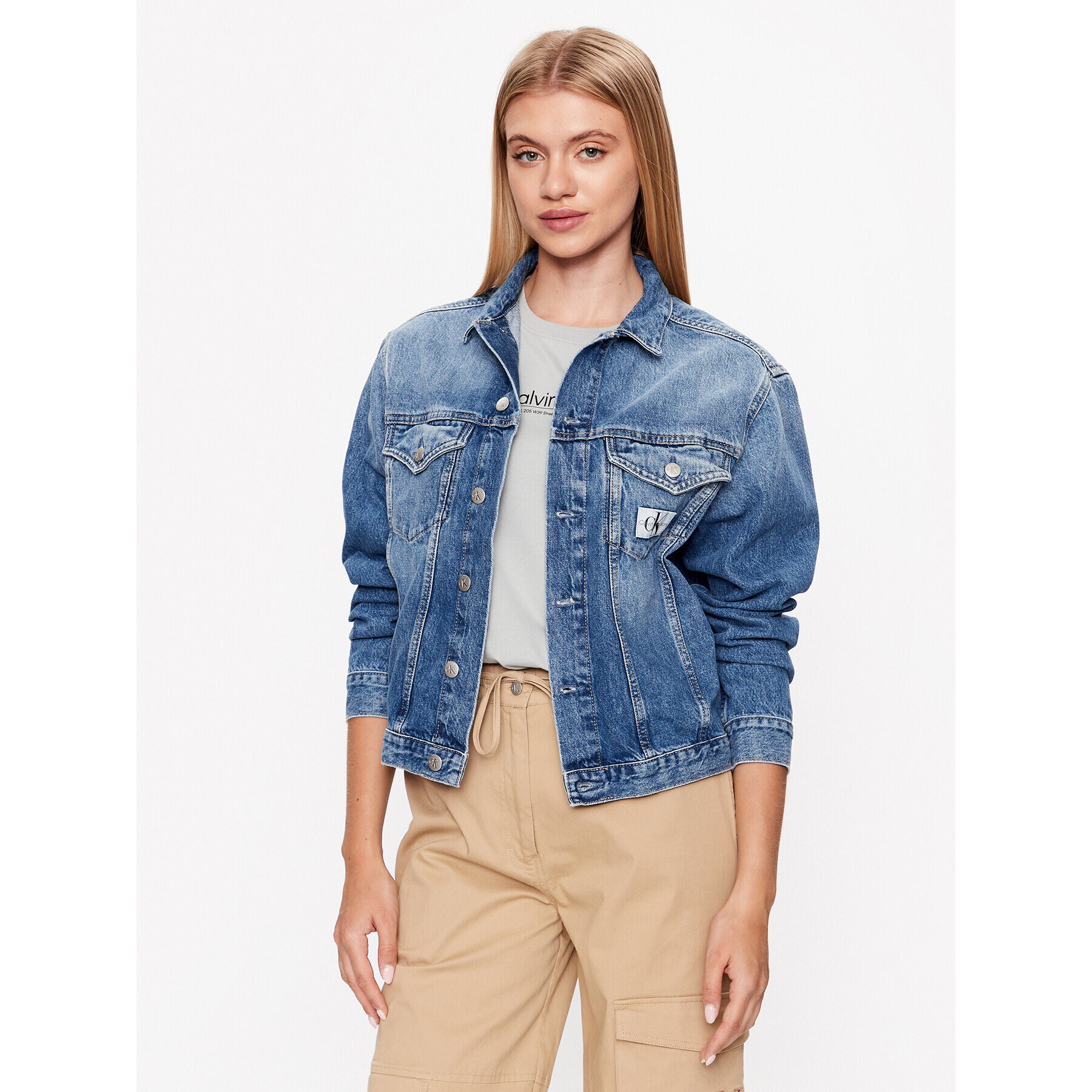 Calvin Klein Jeans Geacă de blugi J20J221261 Bleumarin Regular Fit - Pled.ro