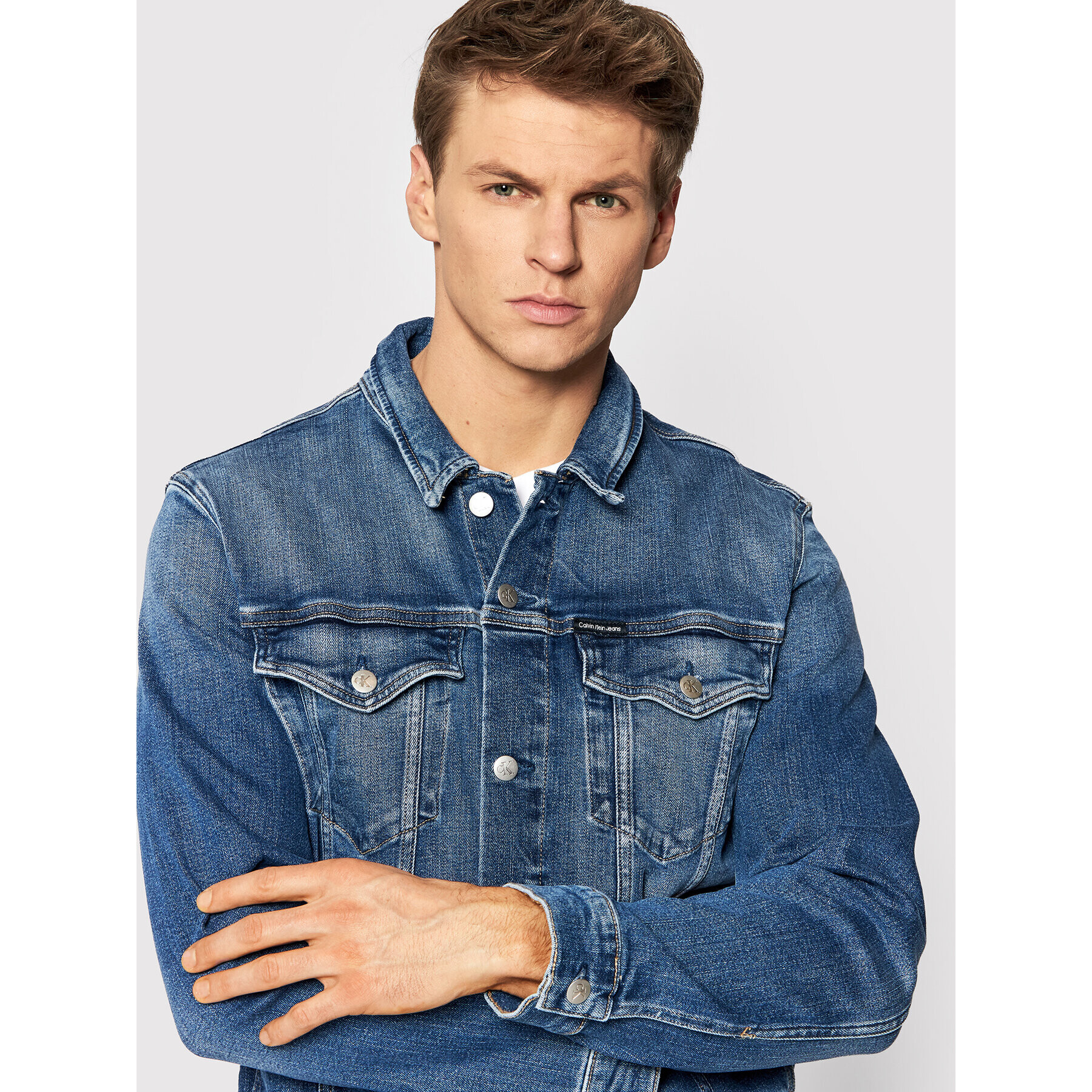 Calvin Klein Jeans Geacă de blugi J30J319794 Albastru Slim Fit - Pled.ro