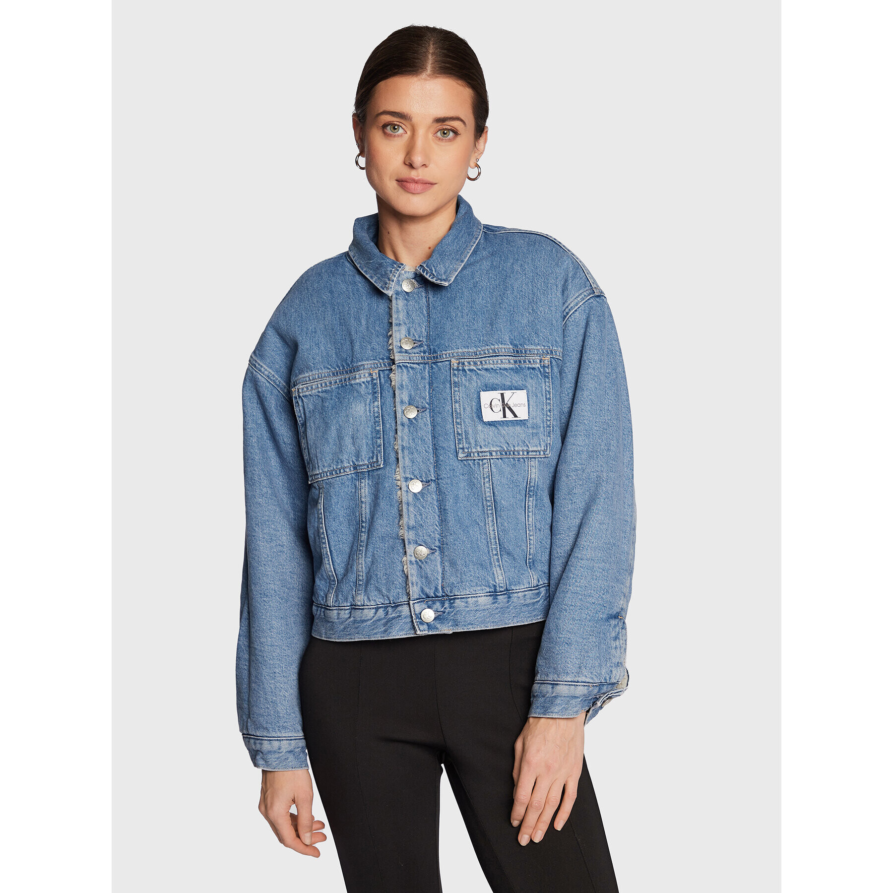 Calvin Klein Jeans Geacă de blugi Sherpa J20J219349 Albastru Regular Fit - Pled.ro