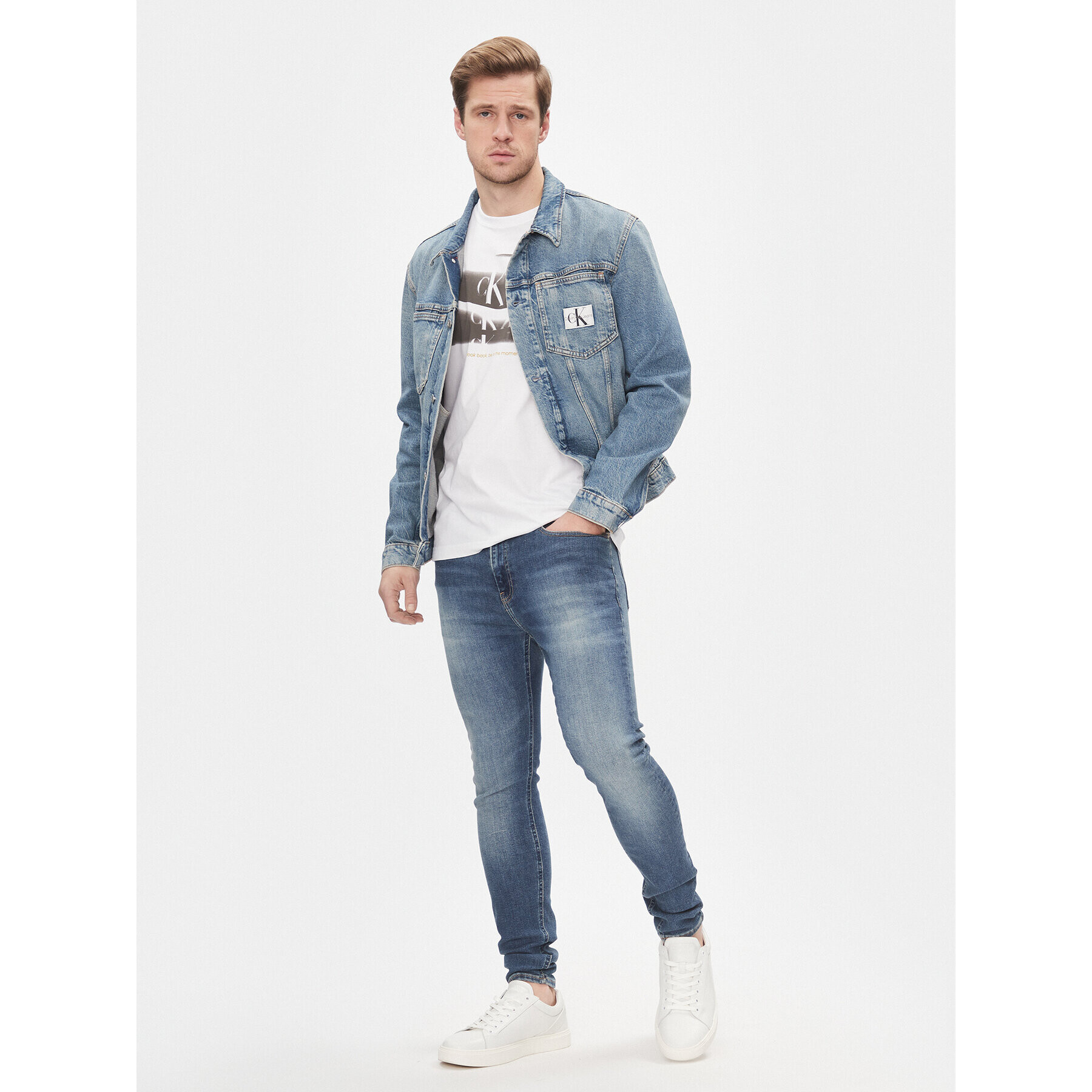 Calvin Klein Jeans Geacă de blugi Slim Denim Jacket J30J324569 Bleumarin Slim Fit - Pled.ro