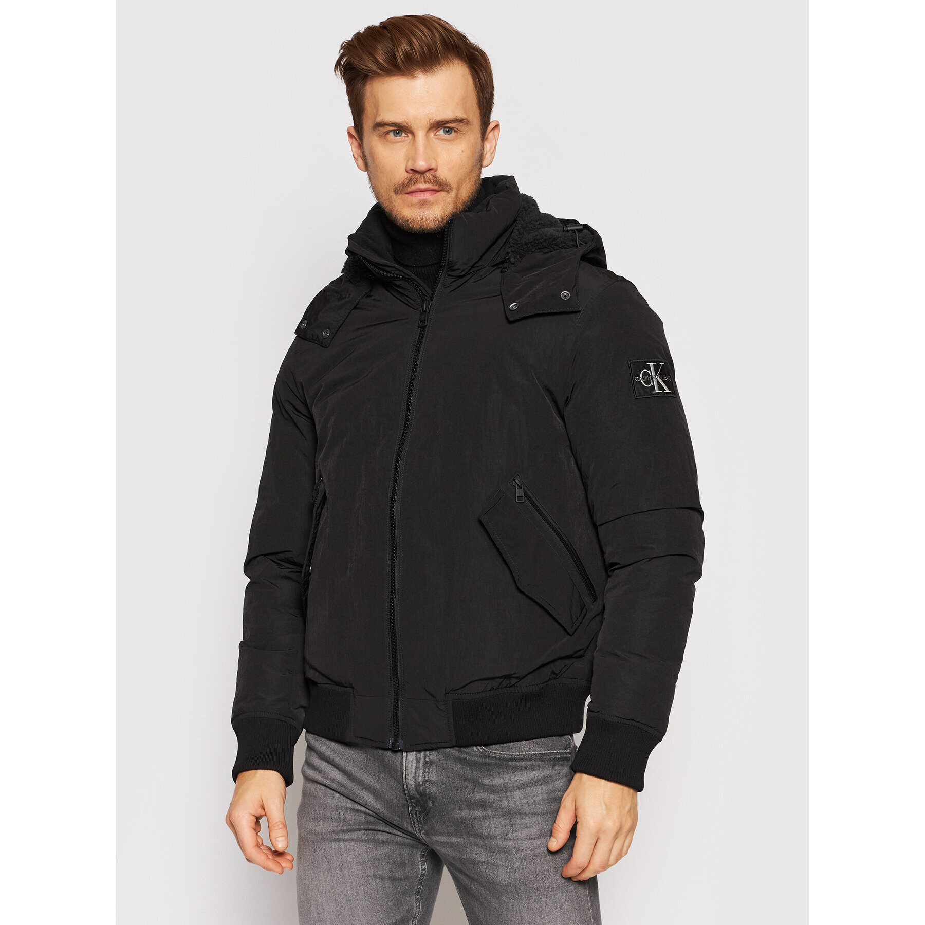 Calvin Klein Jeans Geacă de iarnă Sherpa J30J318652 Negru Regular Fit - Pled.ro