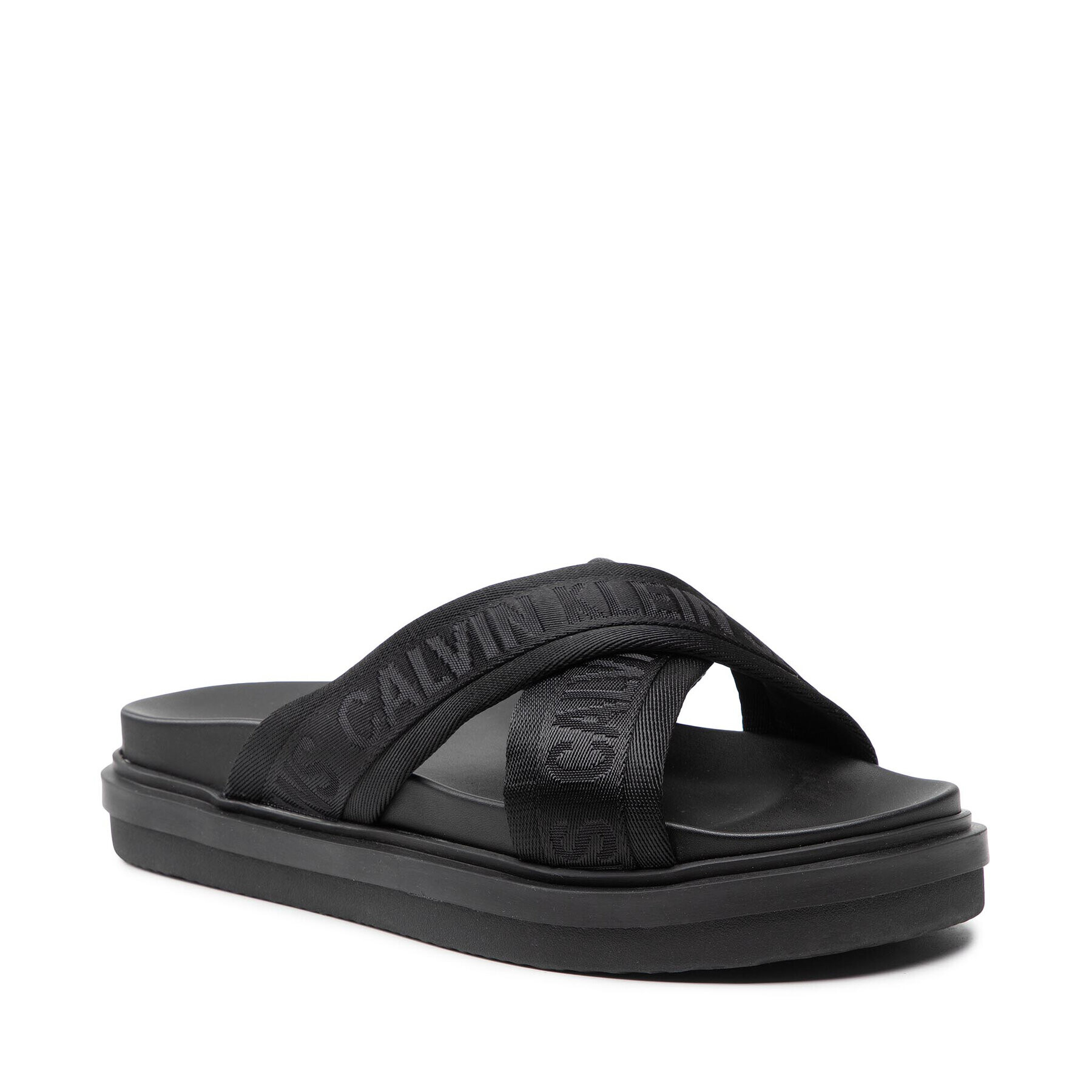 Calvin Klein Jeans Șlapi Flat Sandal Crisscross Pes YM0YM00069 Negru - Pled.ro