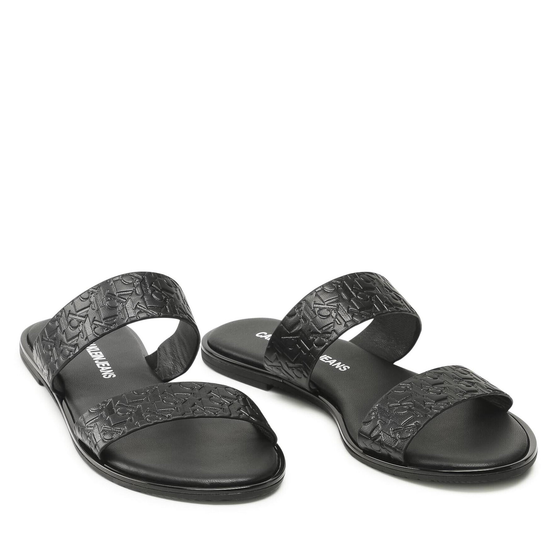 Calvin Klein Jeans Șlapi Flat Sandal Twostraps Em Pa-Pl YW0YW00141 Negru - Pled.ro