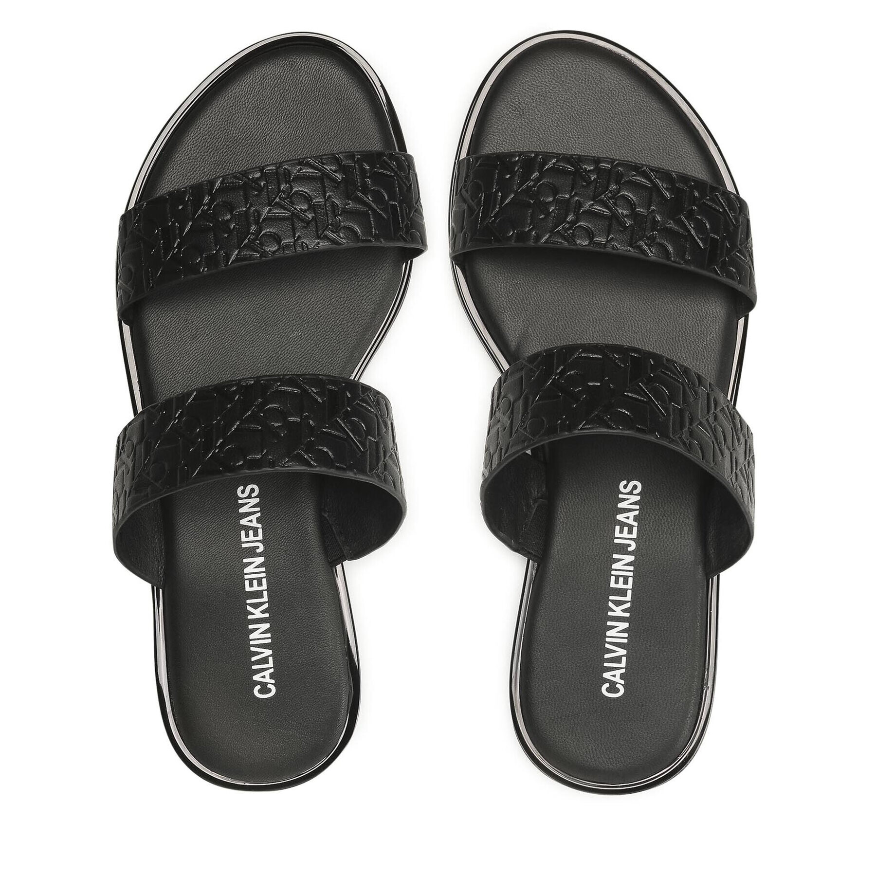 Calvin Klein Jeans Șlapi Flat Sandal Twostraps Em Pa-Pl YW0YW00141 Negru - Pled.ro