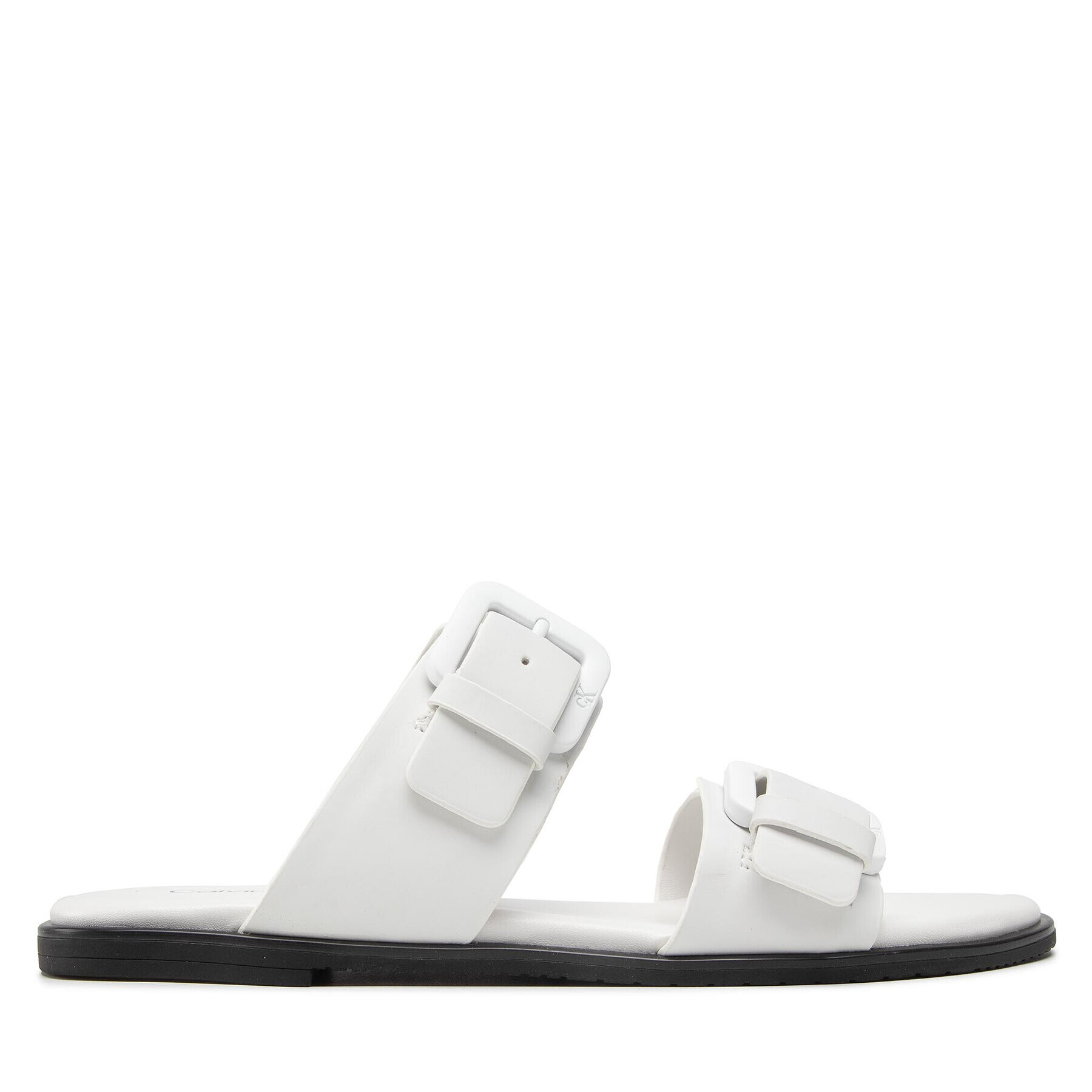 Calvin Klein Jeans Șlapi Flat Sandal Twostraps Rub YW0YW00537 Alb - Pled.ro