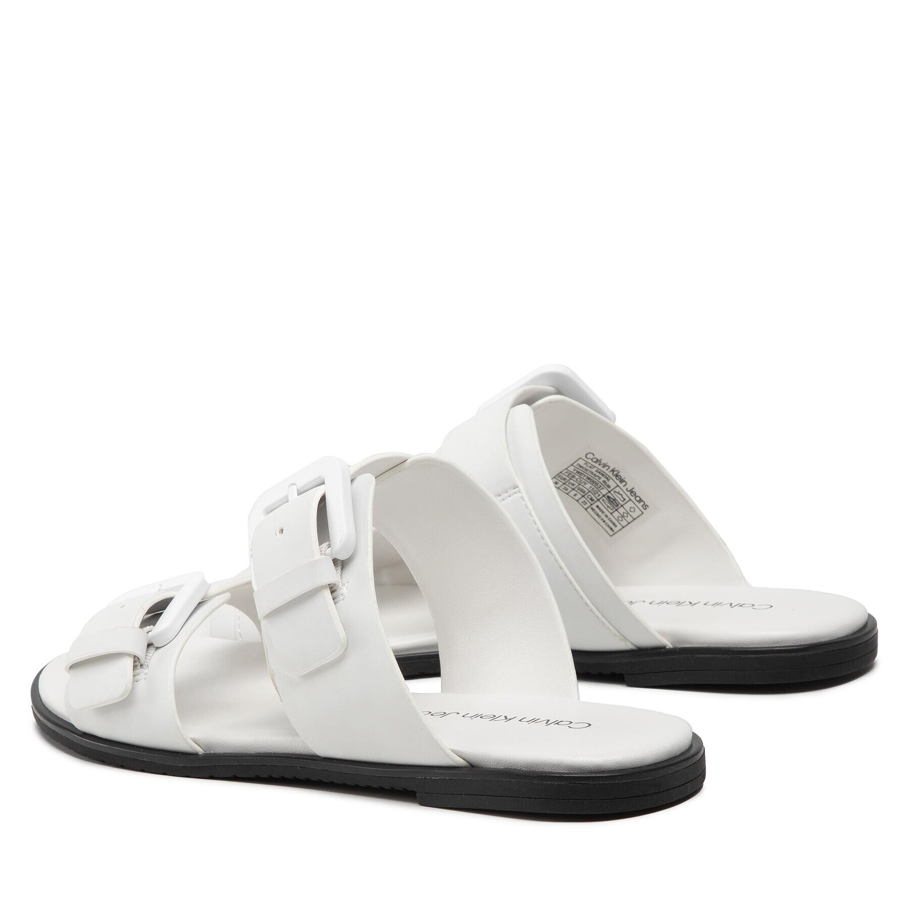 Calvin Klein Jeans Șlapi Flat Sandal Twostraps Rub YW0YW00537 Alb - Pled.ro