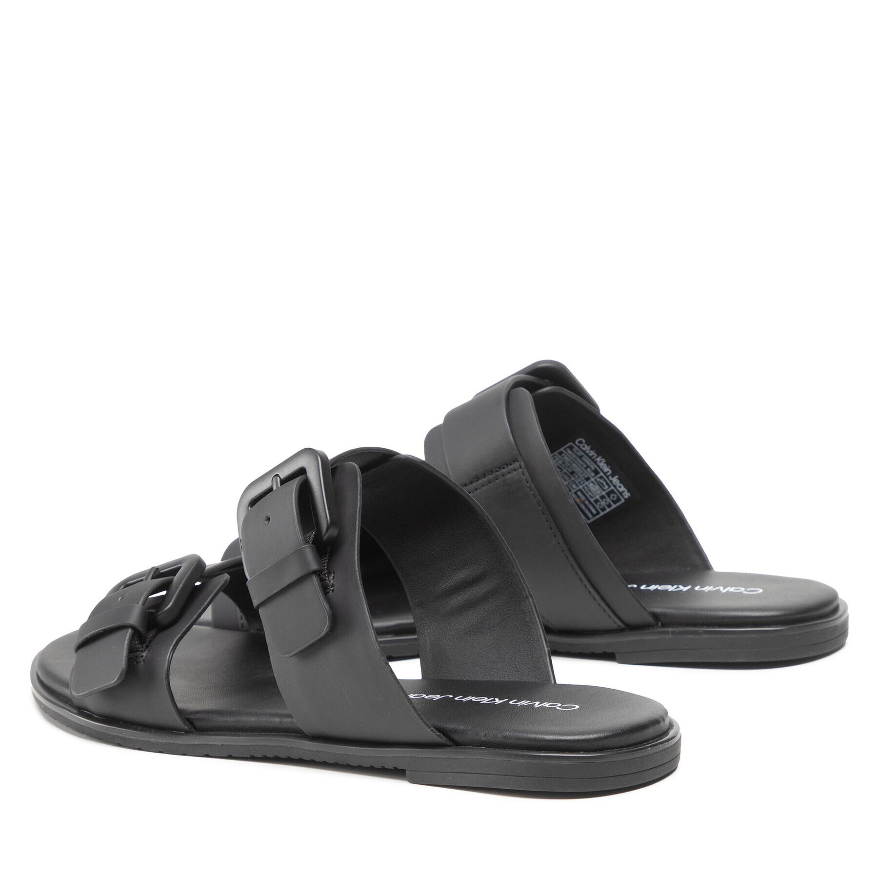 Calvin Klein Jeans Șlapi Flat Sandal Twostrips Rub YW0YW00537 Negru - Pled.ro