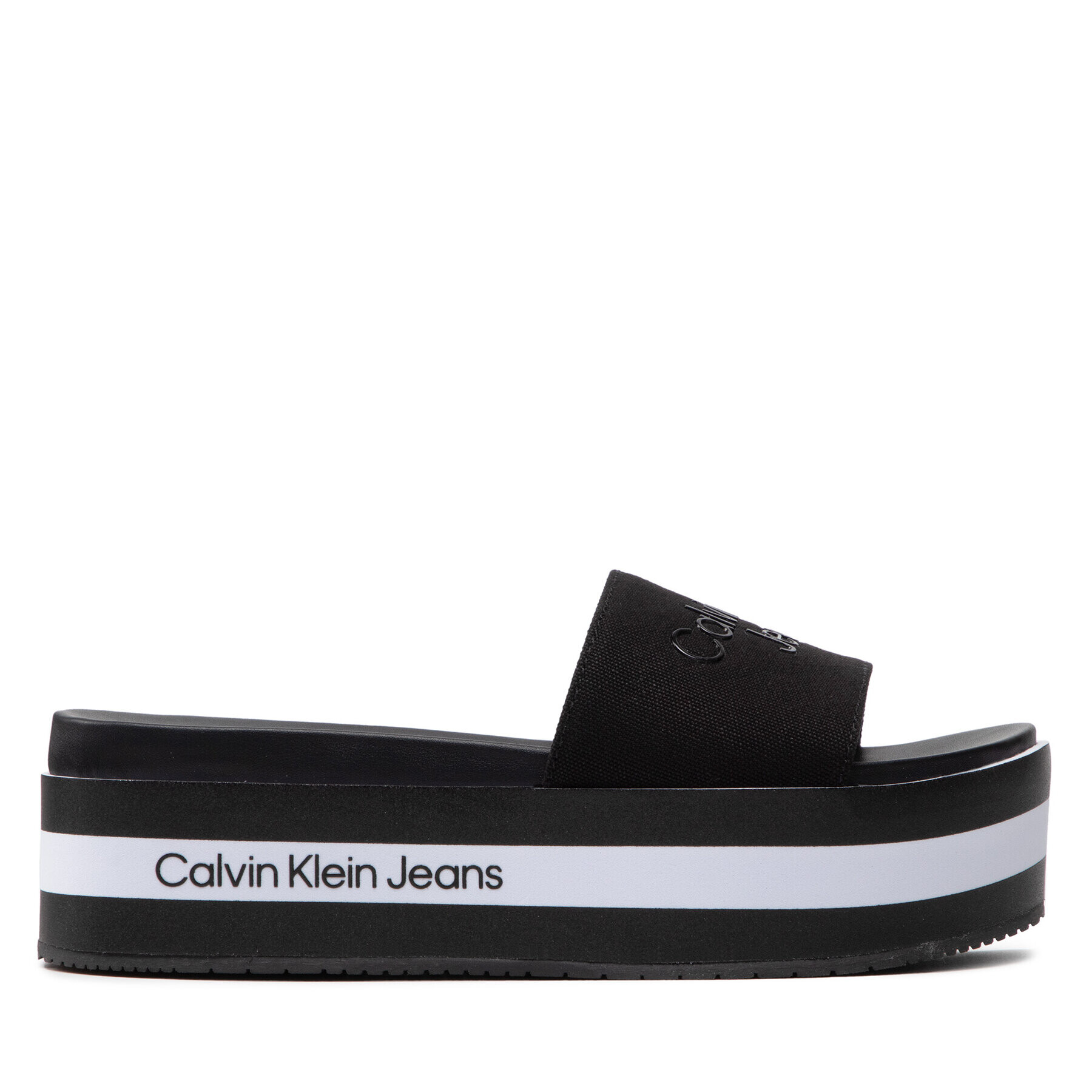 Calvin Klein Jeans Șlapi Flatform Sandal Slide YW0YW00563 Negru - Pled.ro