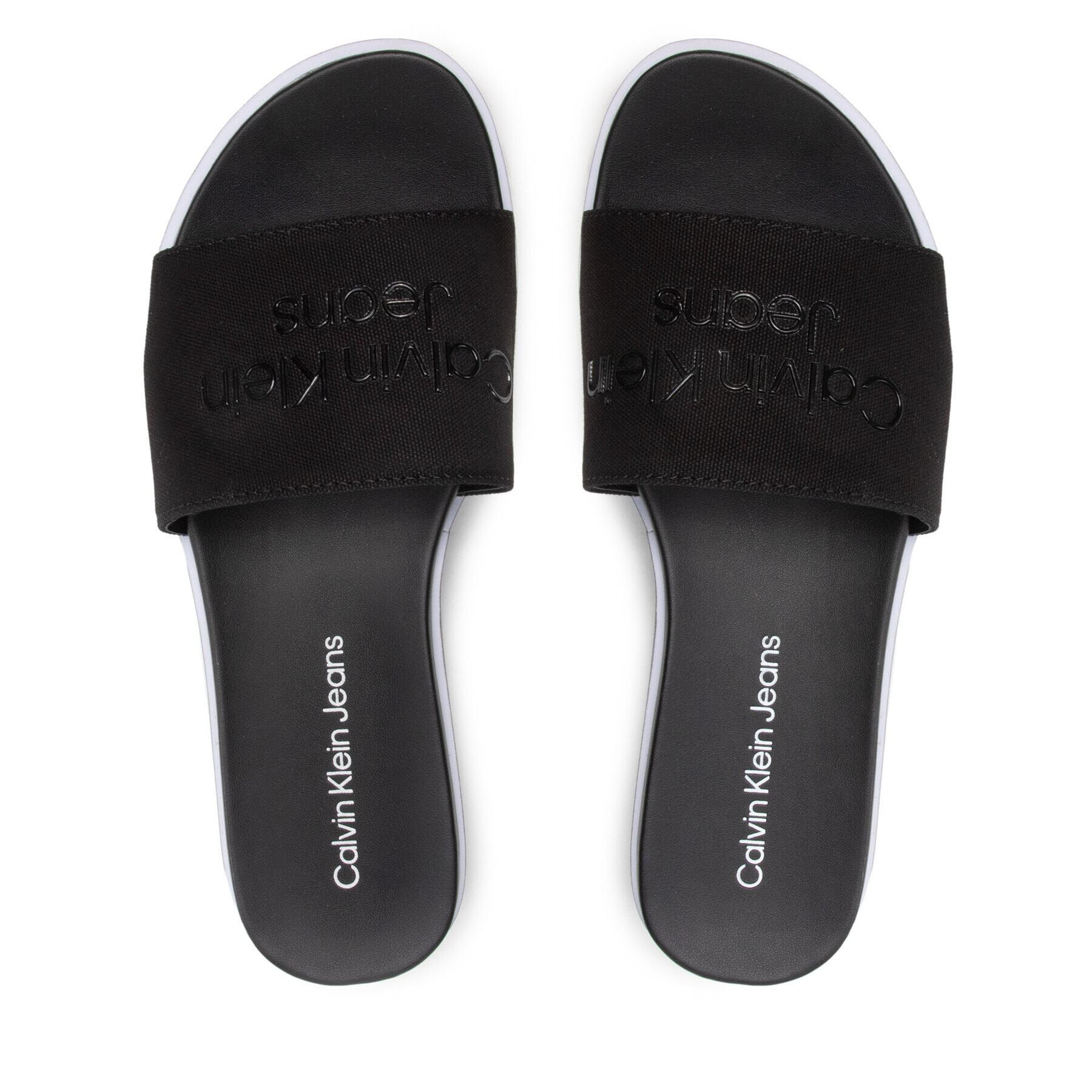 Calvin Klein Jeans Șlapi Flatform Sandal Slide YW0YW00563 Negru - Pled.ro