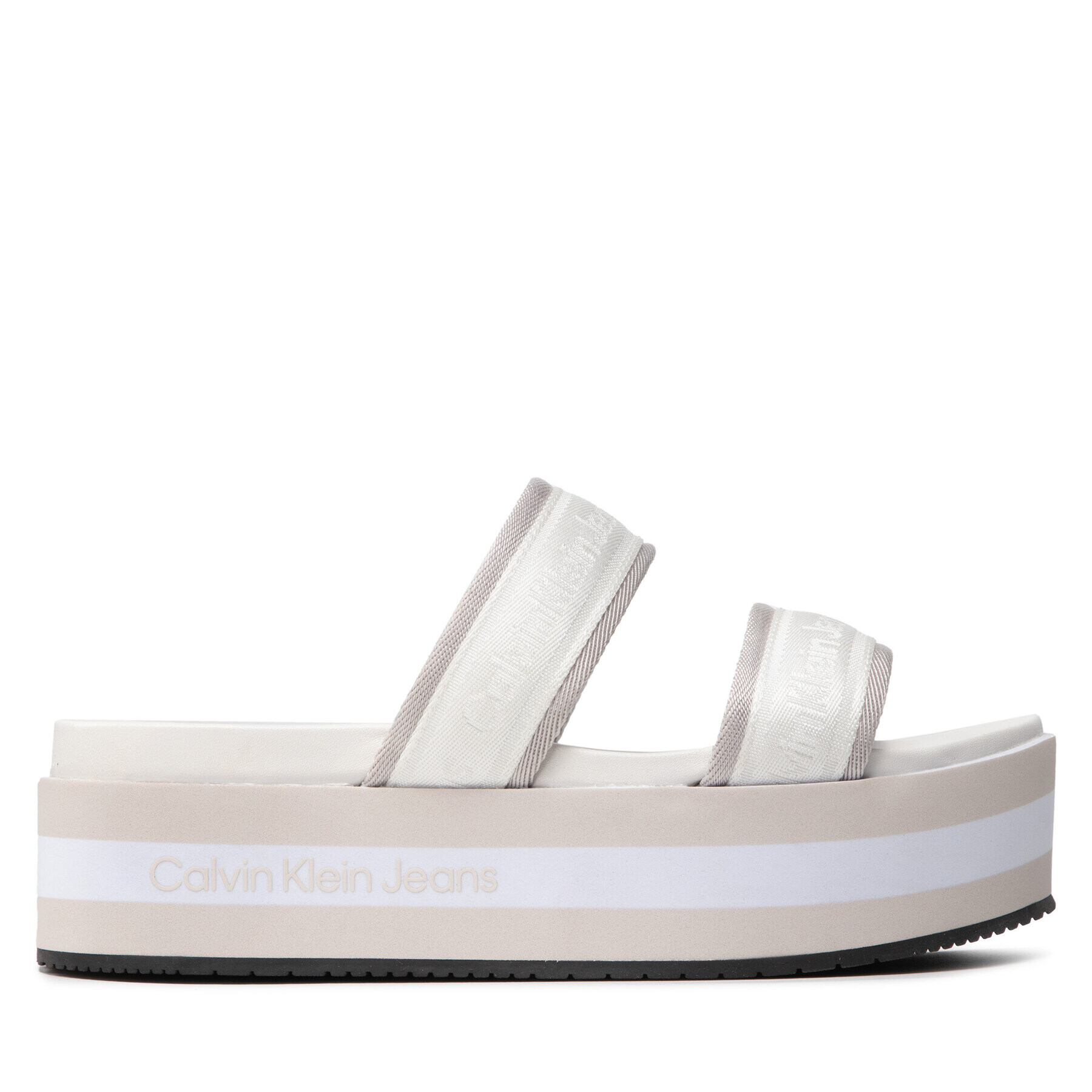 Calvin Klein Jeans Șlapi Flatform Sandal Twostraps YW0YW00561 Alb - Pled.ro