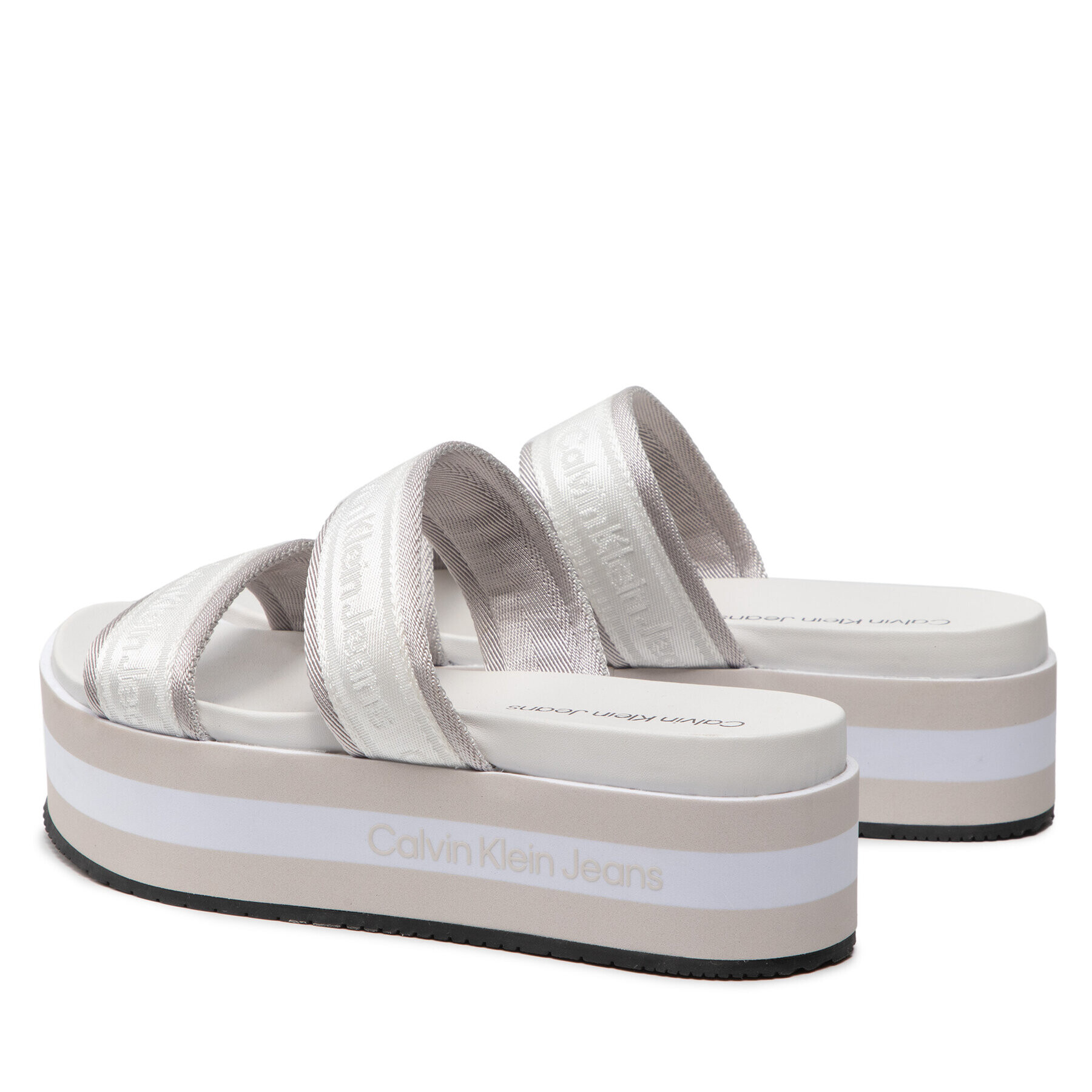 Calvin Klein Jeans Șlapi Flatform Sandal Twostraps YW0YW00561 Alb - Pled.ro