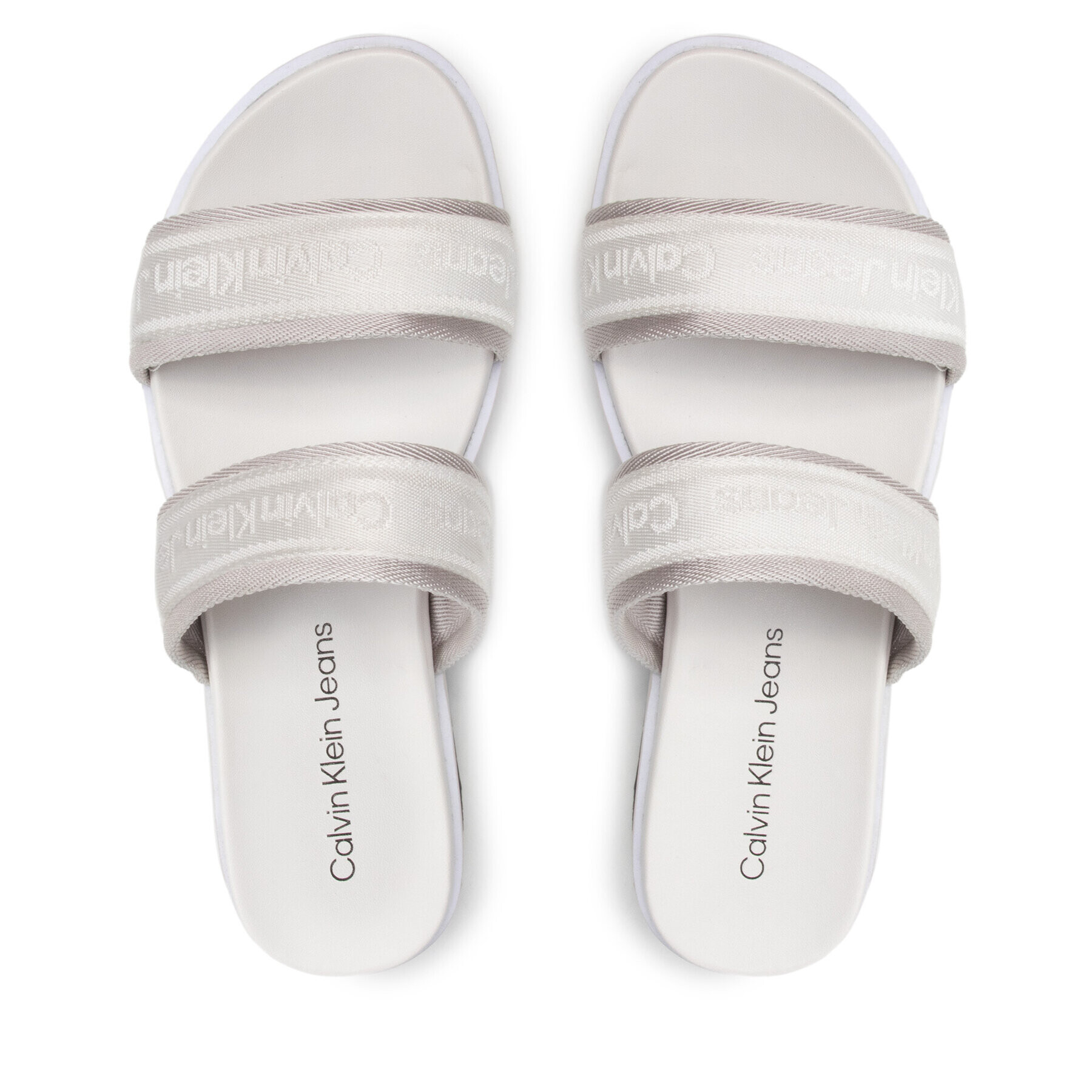 Calvin Klein Jeans Șlapi Flatform Sandal Twostraps YW0YW00561 Alb - Pled.ro