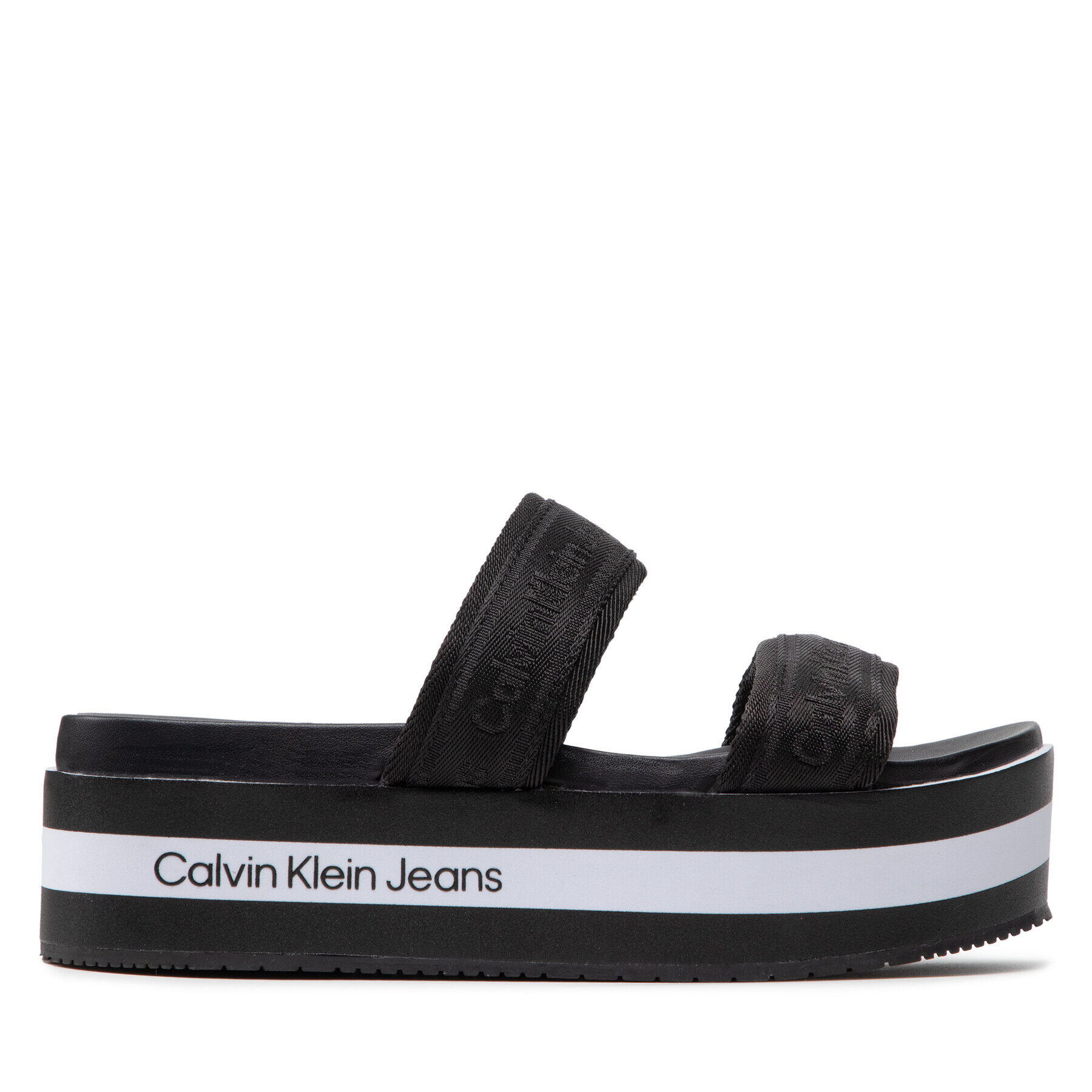 Calvin Klein Jeans Șlapi Flatform Sandal Twostraps YW0YW00561 Negru - Pled.ro