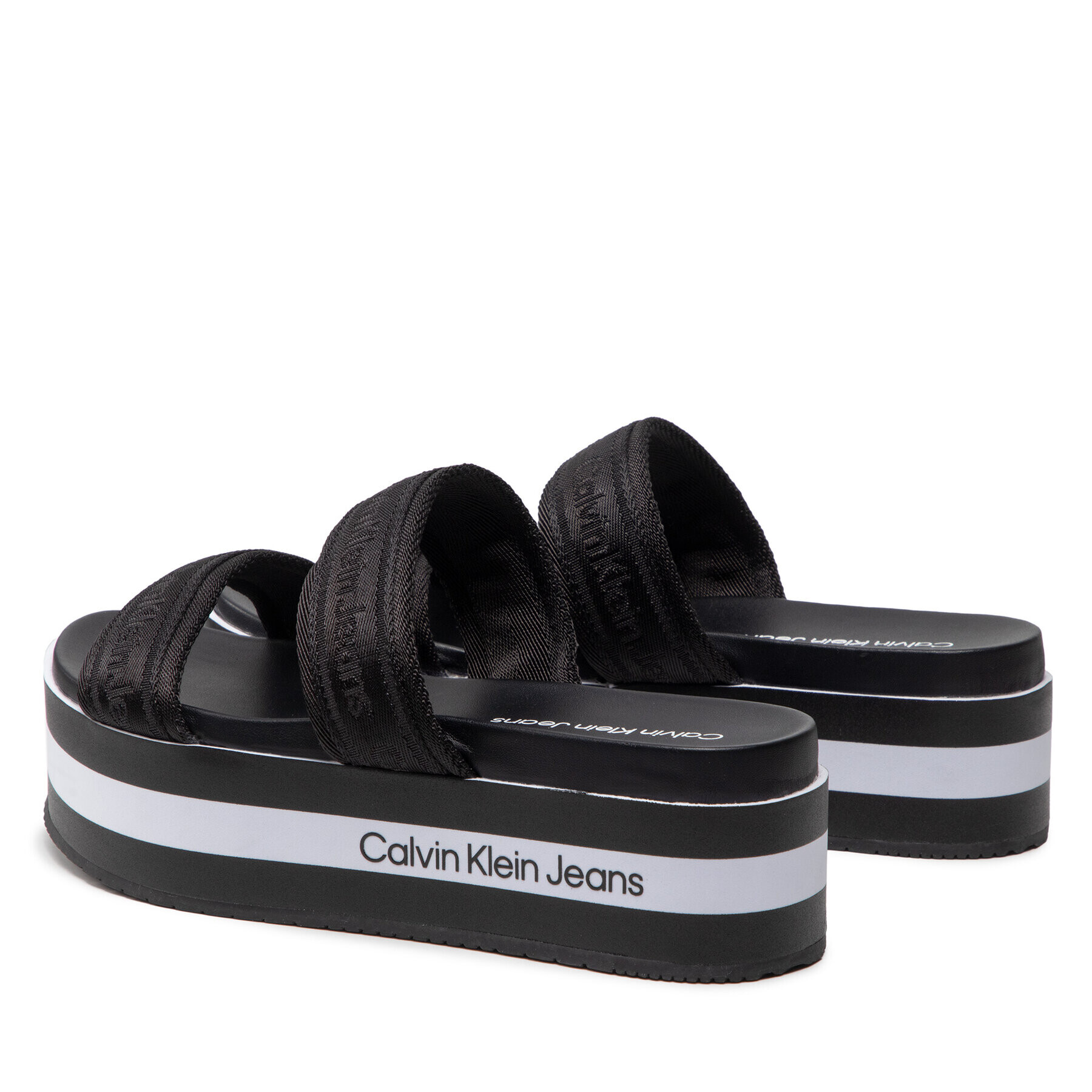 Calvin Klein Jeans Șlapi Flatform Sandal Twostraps YW0YW00561 Negru - Pled.ro