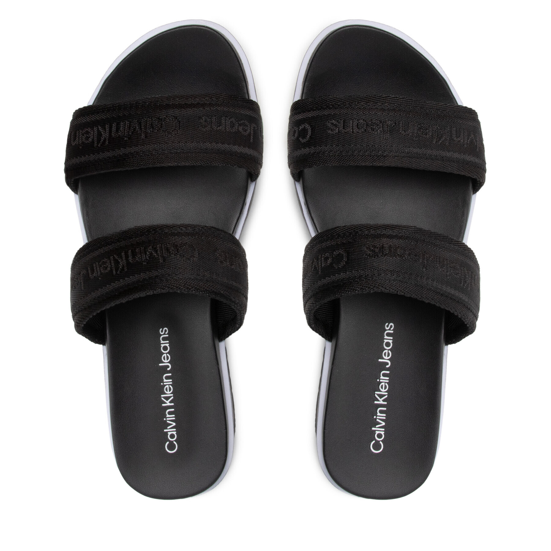 Calvin Klein Jeans Șlapi Flatform Sandal Twostraps YW0YW00561 Negru - Pled.ro