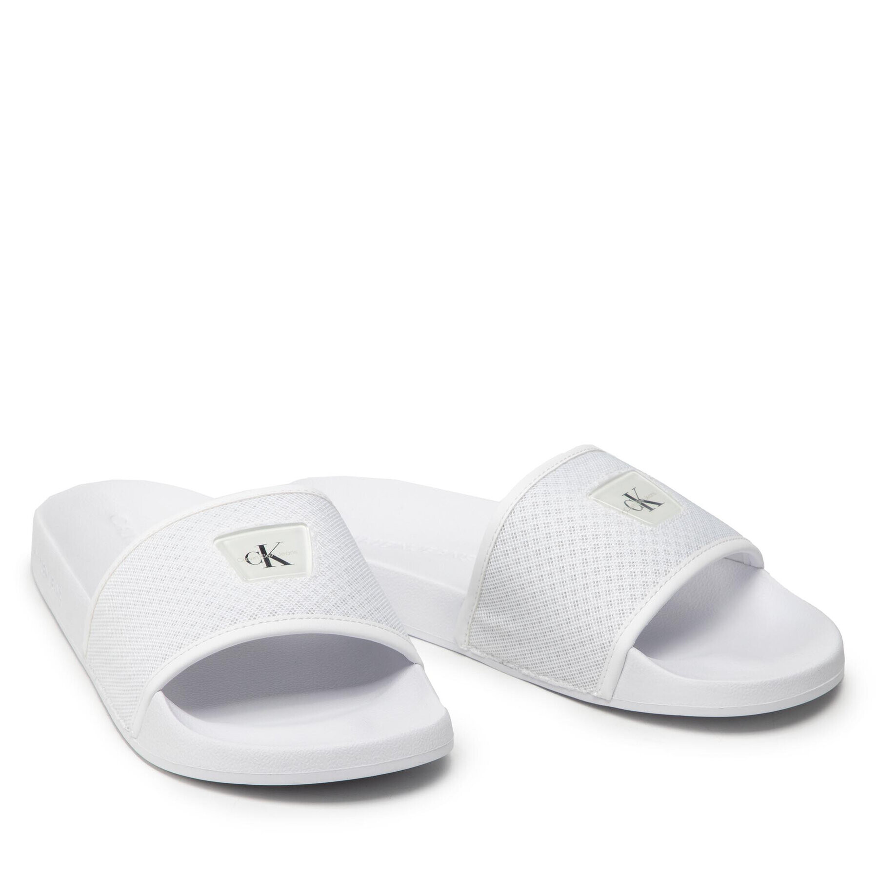 Calvin Klein Jeans Șlapi Slide Jelly Monogram YM0YM00453 Alb - Pled.ro