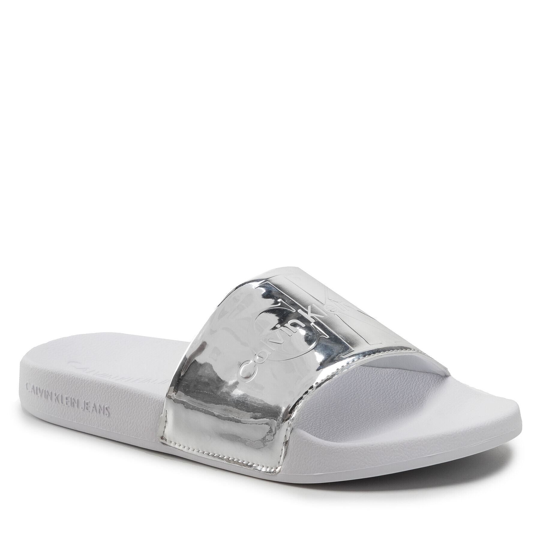 Calvin Klein Jeans Șlapi Slide Silver Monogram YW0YW00638 Argintiu - Pled.ro