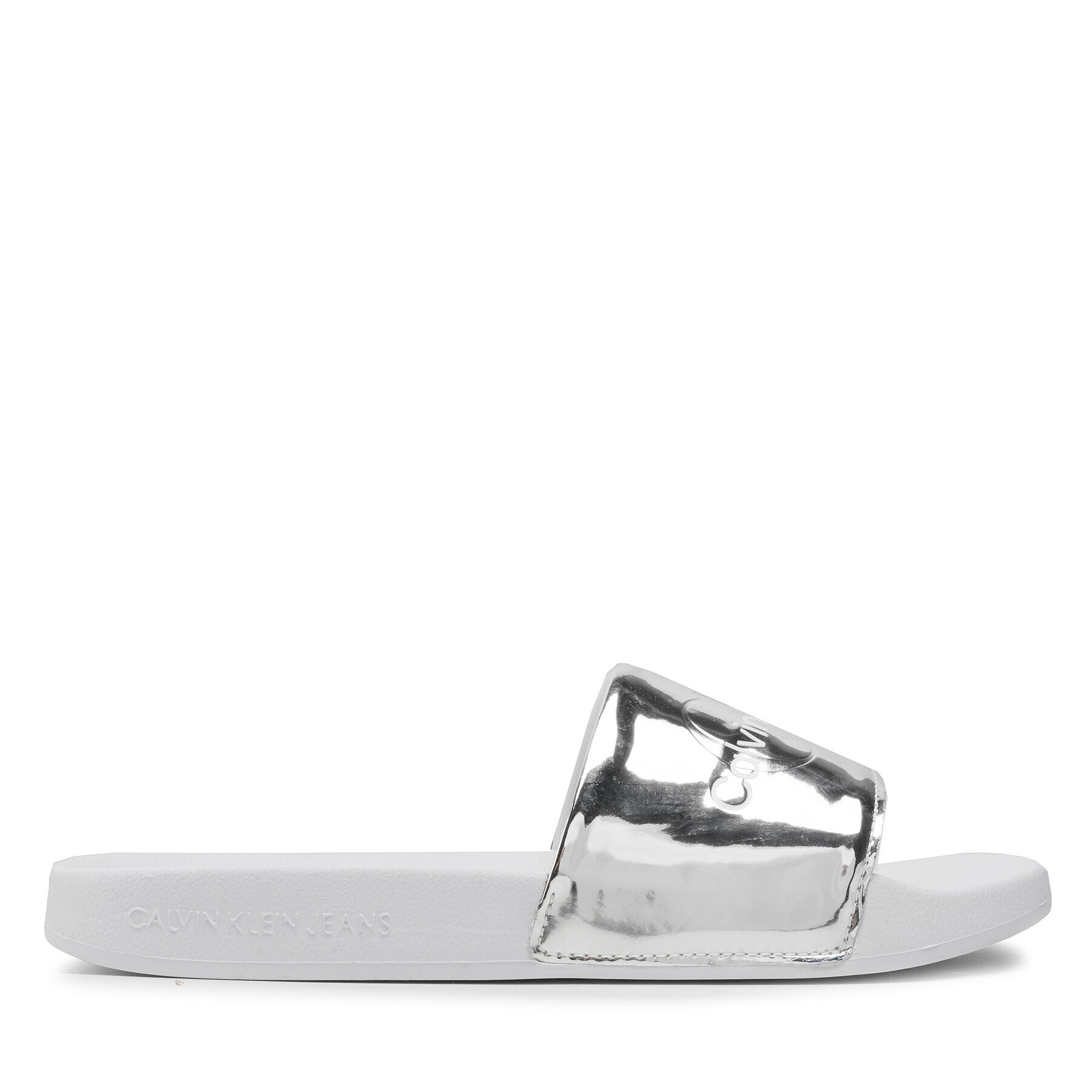 Calvin Klein Jeans Șlapi Slide Silver Monogram YW0YW00638 Argintiu - Pled.ro