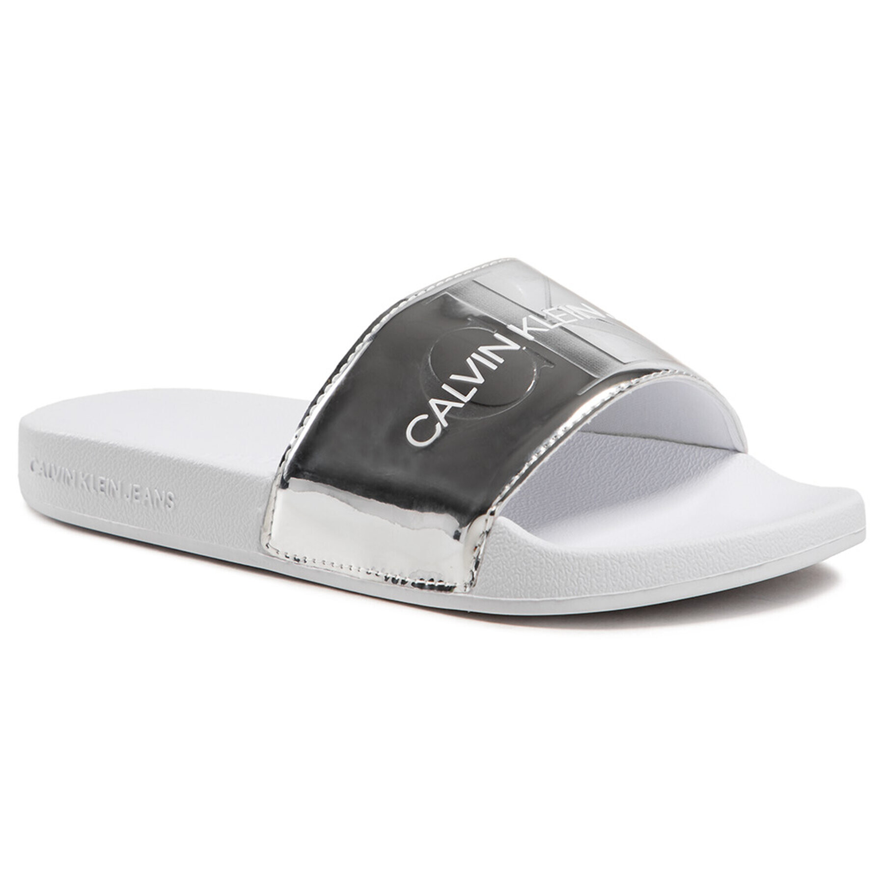 Calvin Klein Jeans Șlapi Slide Specchio Pu-Tpu YW0YW00174 Argintiu - Pled.ro