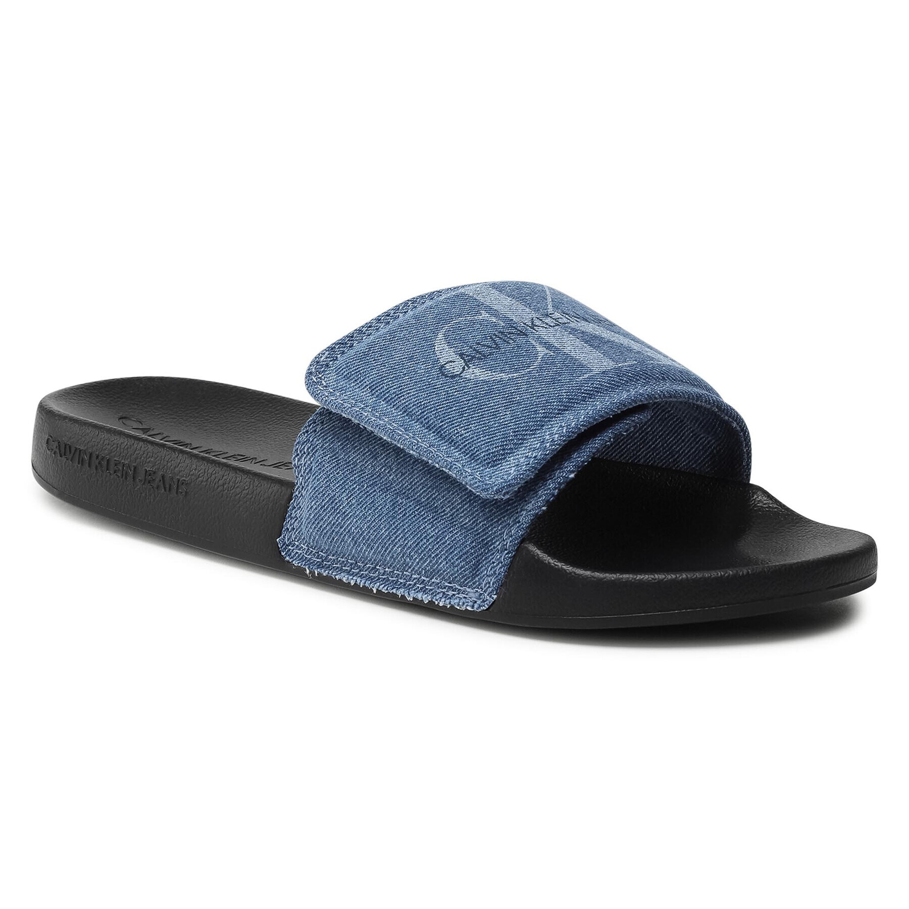 Calvin Klein Jeans Șlapi Slide Velcro Denim YW0YW00106 Bleumarin - Pled.ro