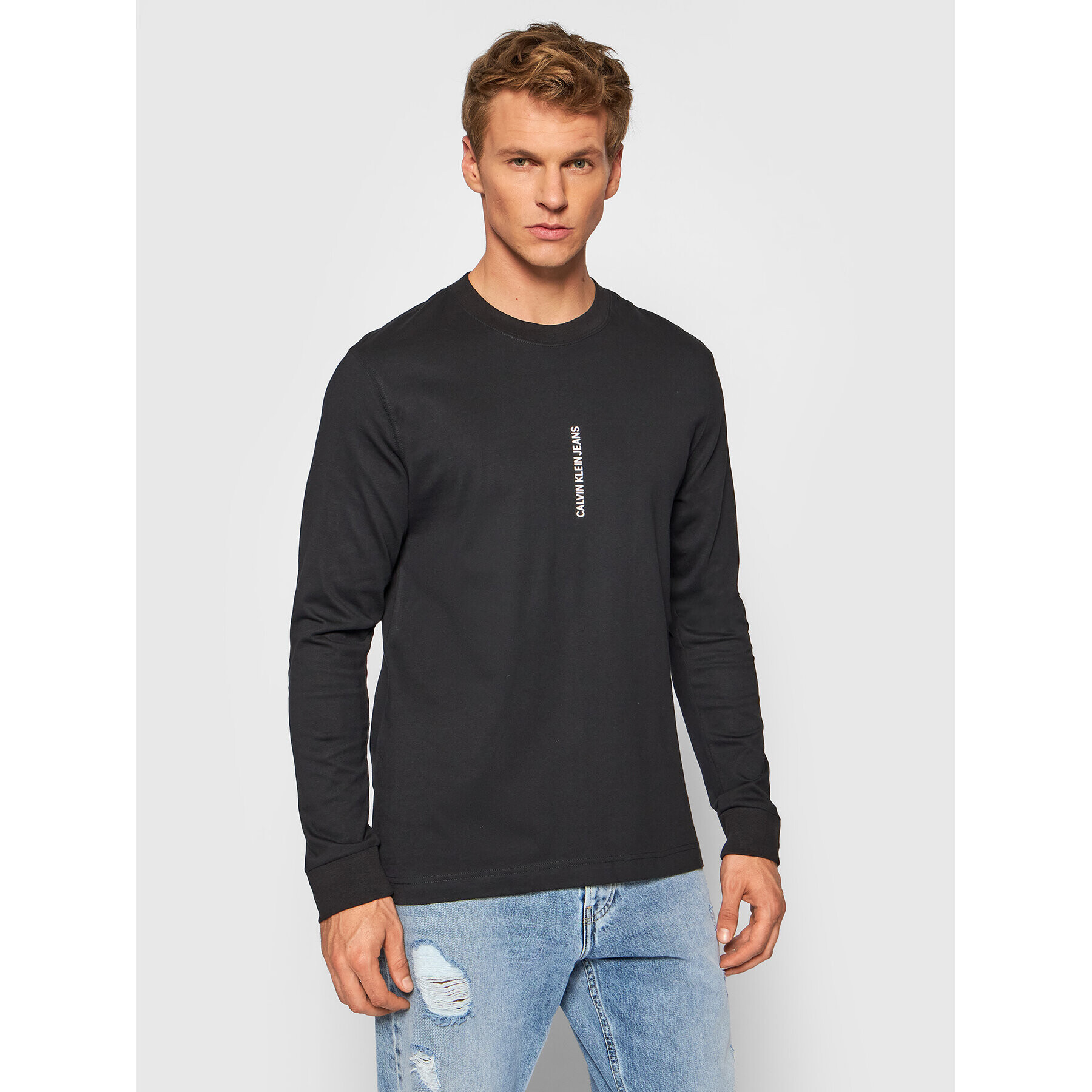 Calvin Klein Jeans Longsleeve J30J318207 Negru Regular Fit - Pled.ro