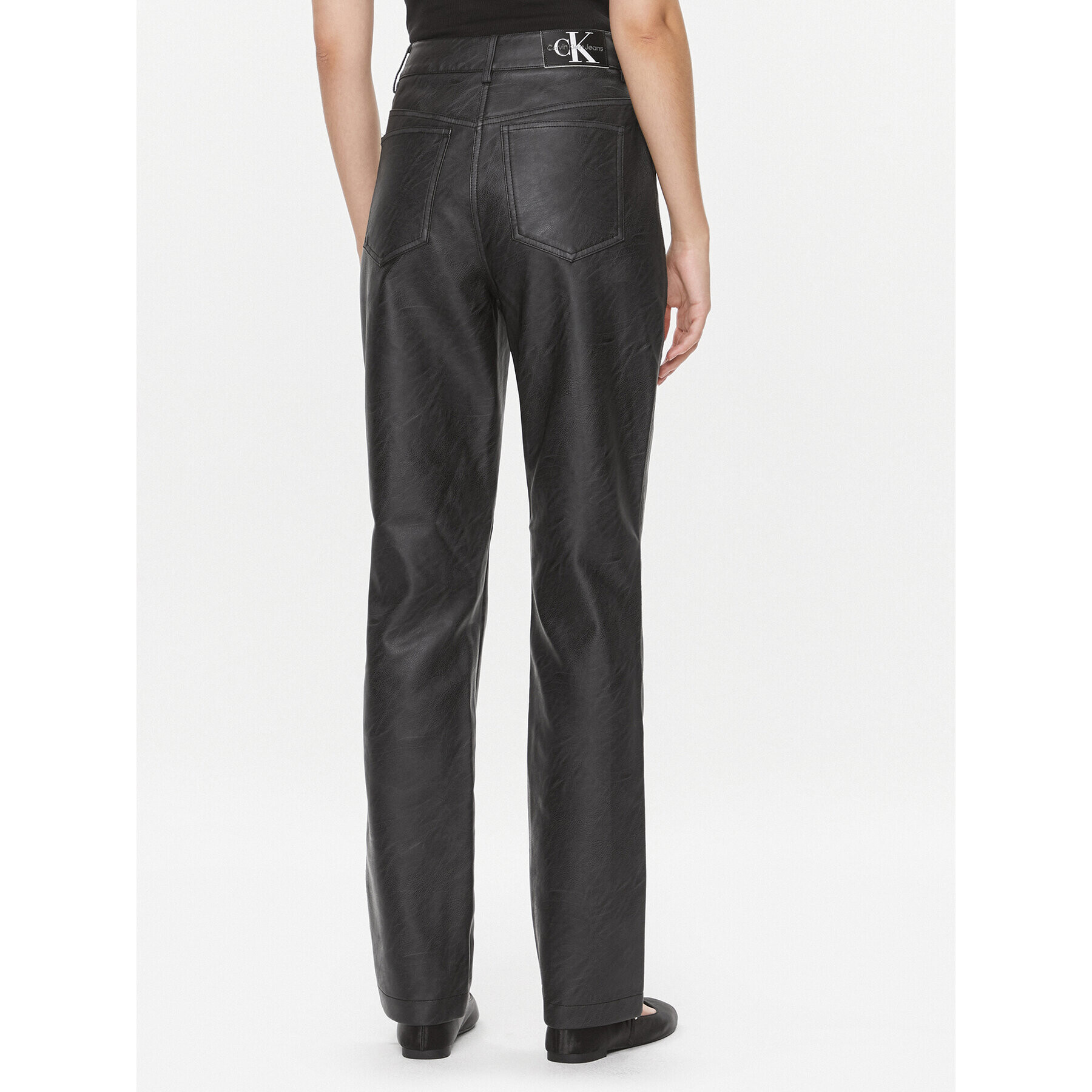 Calvin Klein Jeans Pantaloni din imitație de piele J20J222552 Negru Straight Fit - Pled.ro