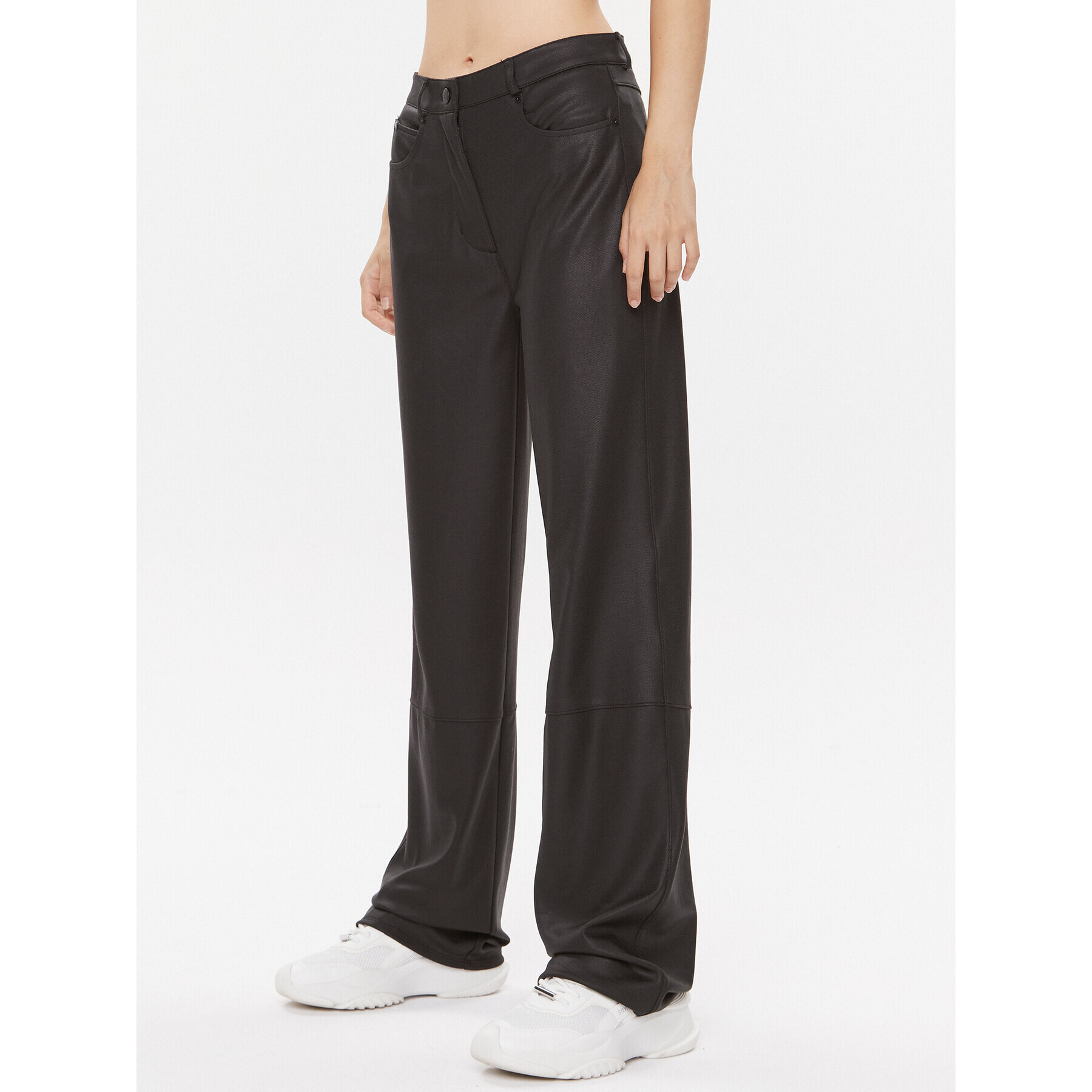 Calvin Klein Jeans Pantaloni din imitație de piele Milano J20J221925 Negru Straight Fit - Pled.ro