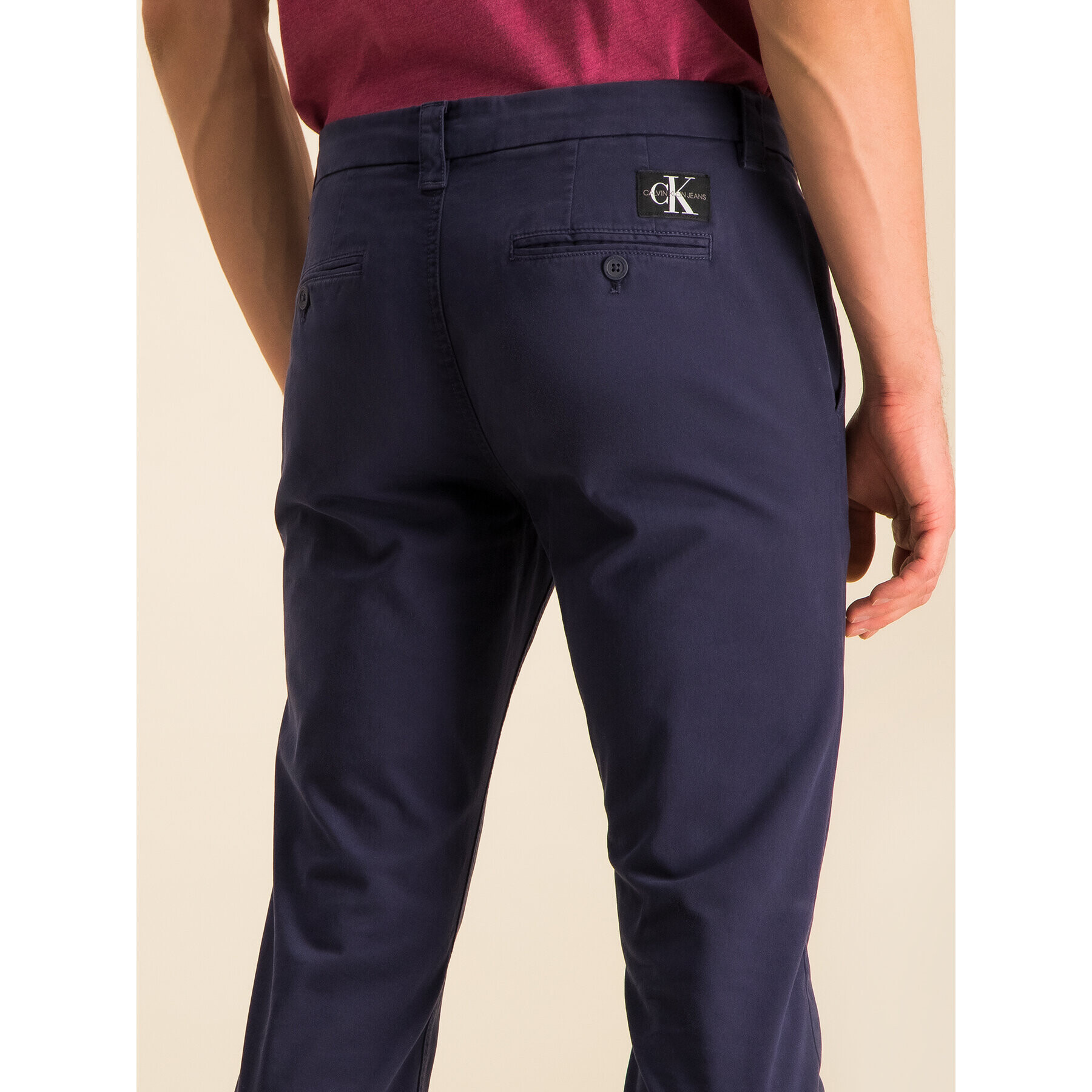 Calvin Klein Jeans Pantaloni din material J30J314063 Bleumarin Skinny Fit - Pled.ro