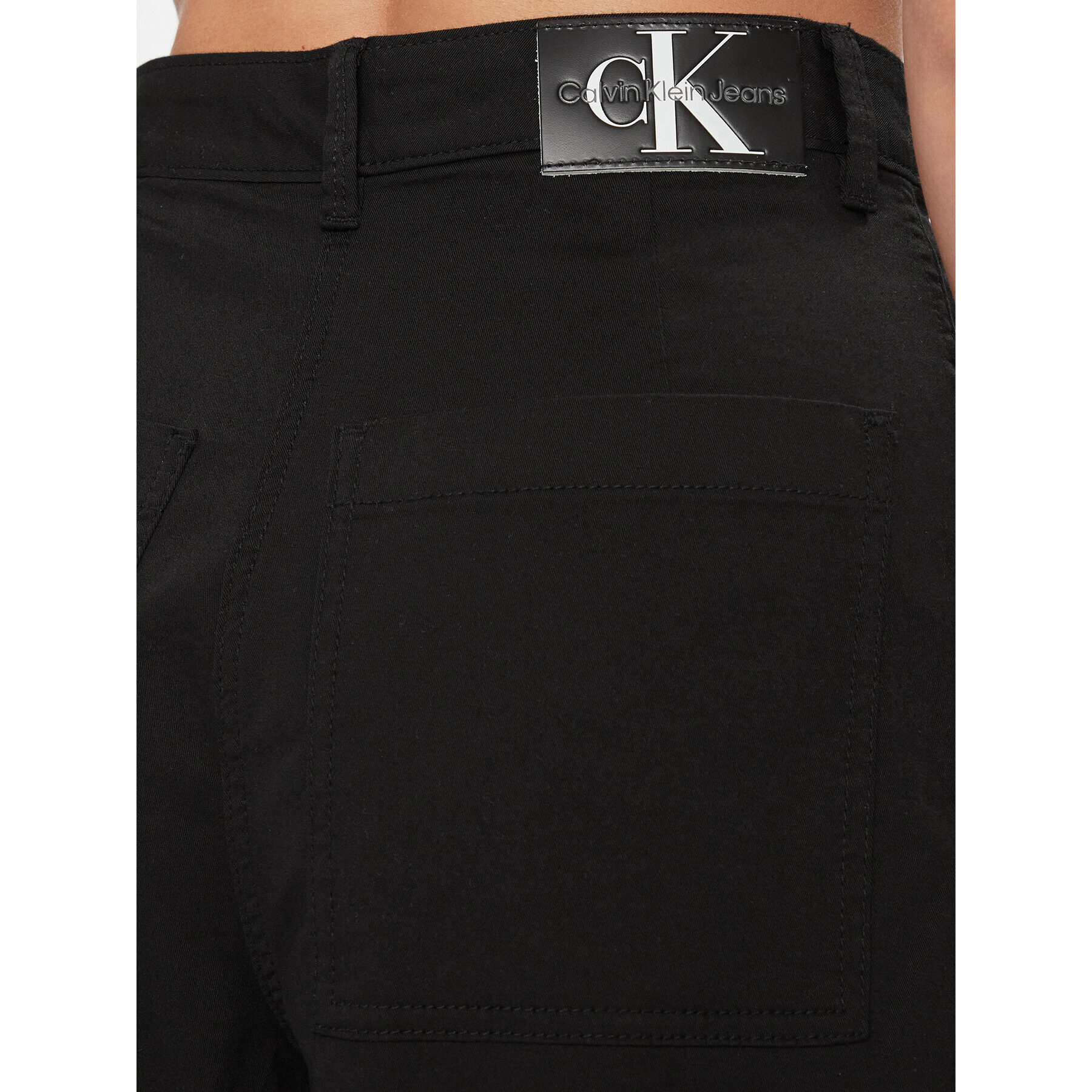 Calvin Klein Jeans Pantaloni din material Stretch Twill High Rise Straight J20J221297 Negru Regular Fit - Pled.ro