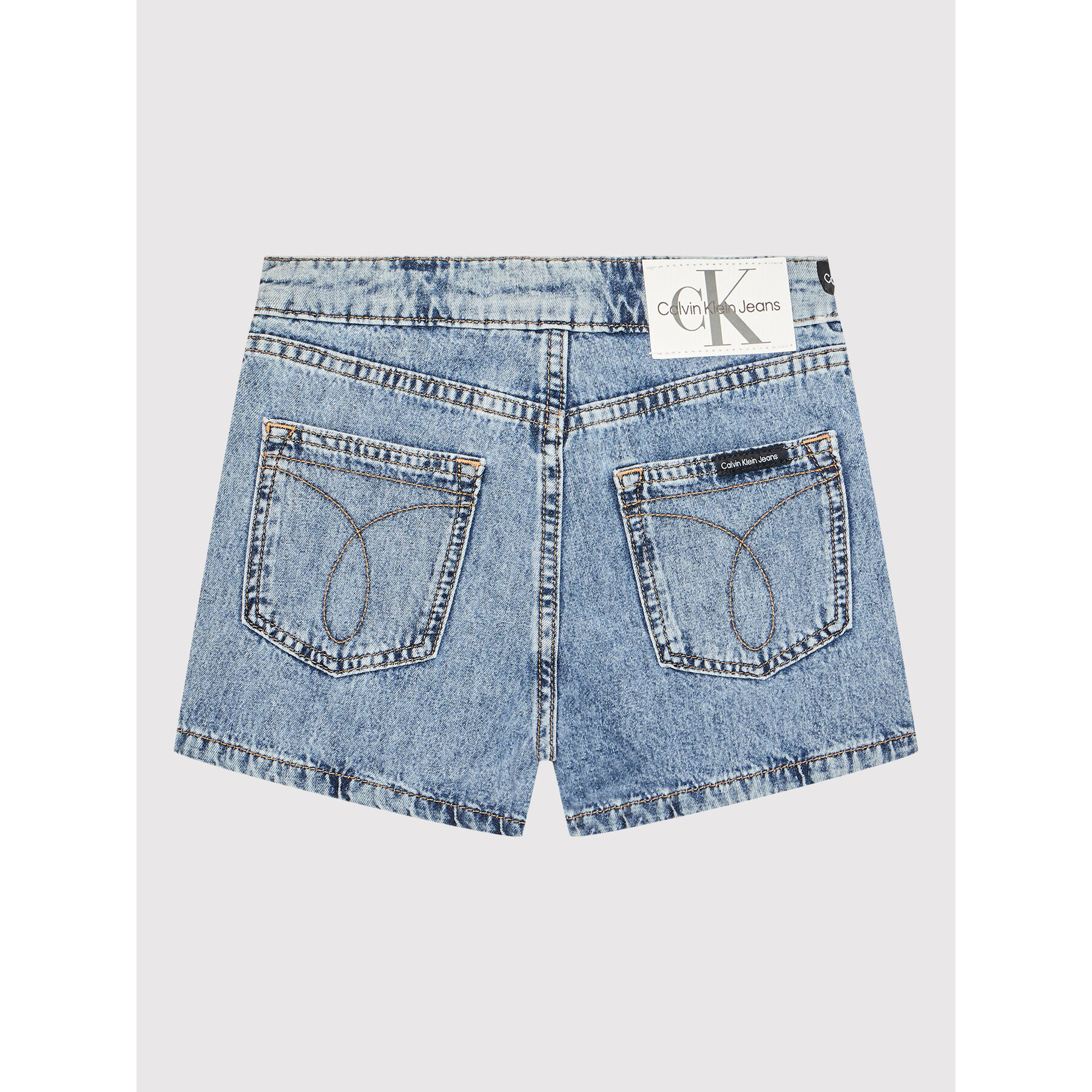 Calvin Klein Jeans Pantaloni scurți de blugi Denim Logo Tape IG0IG01448 Albastru Regular Fit - Pled.ro